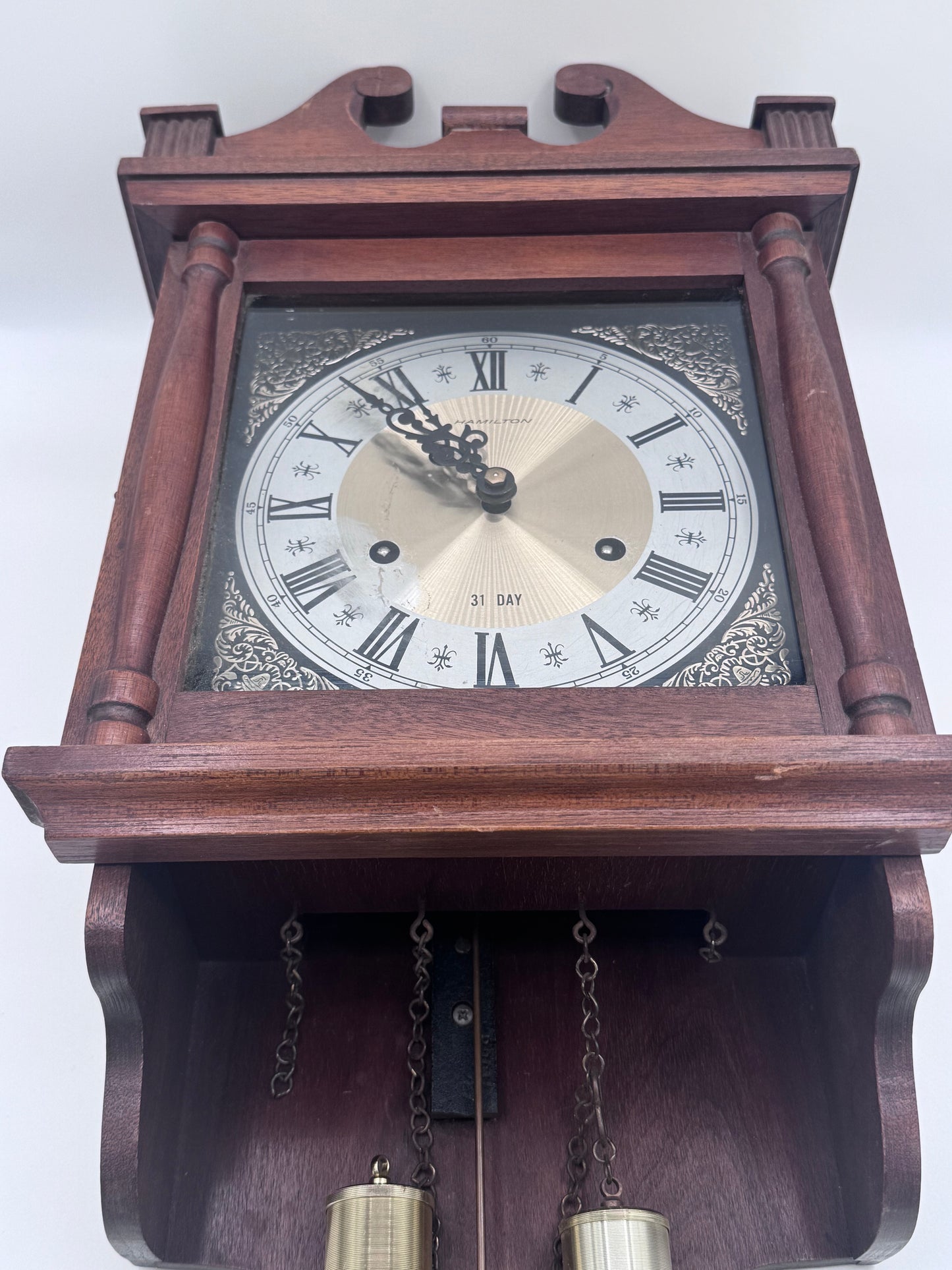 Hamilton 31 Day Walnut Antique Vintage Wall Clock- Not Tested