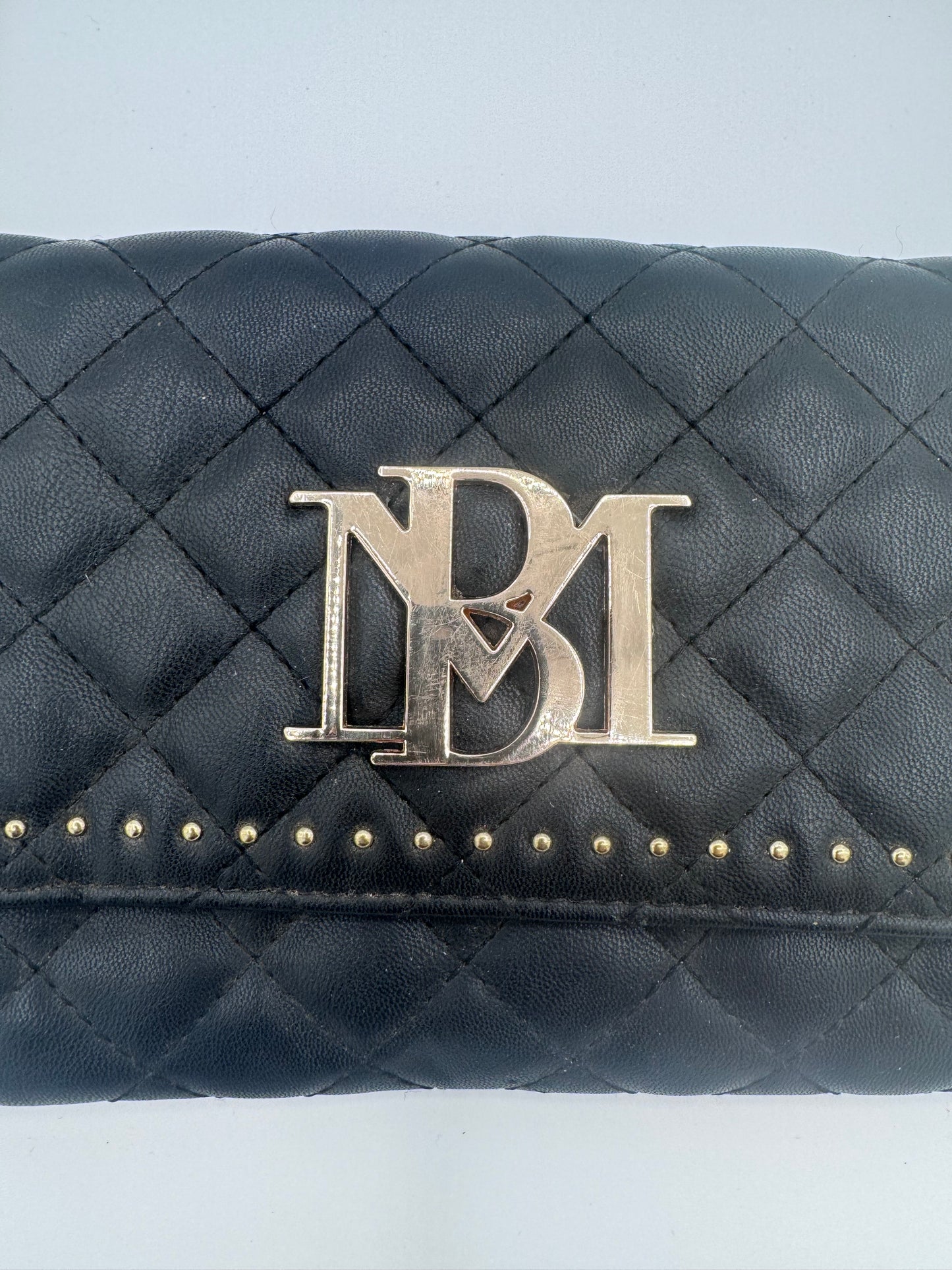 Badgley Mischka Black Quilted Crossbody Wallet Bag Purse
