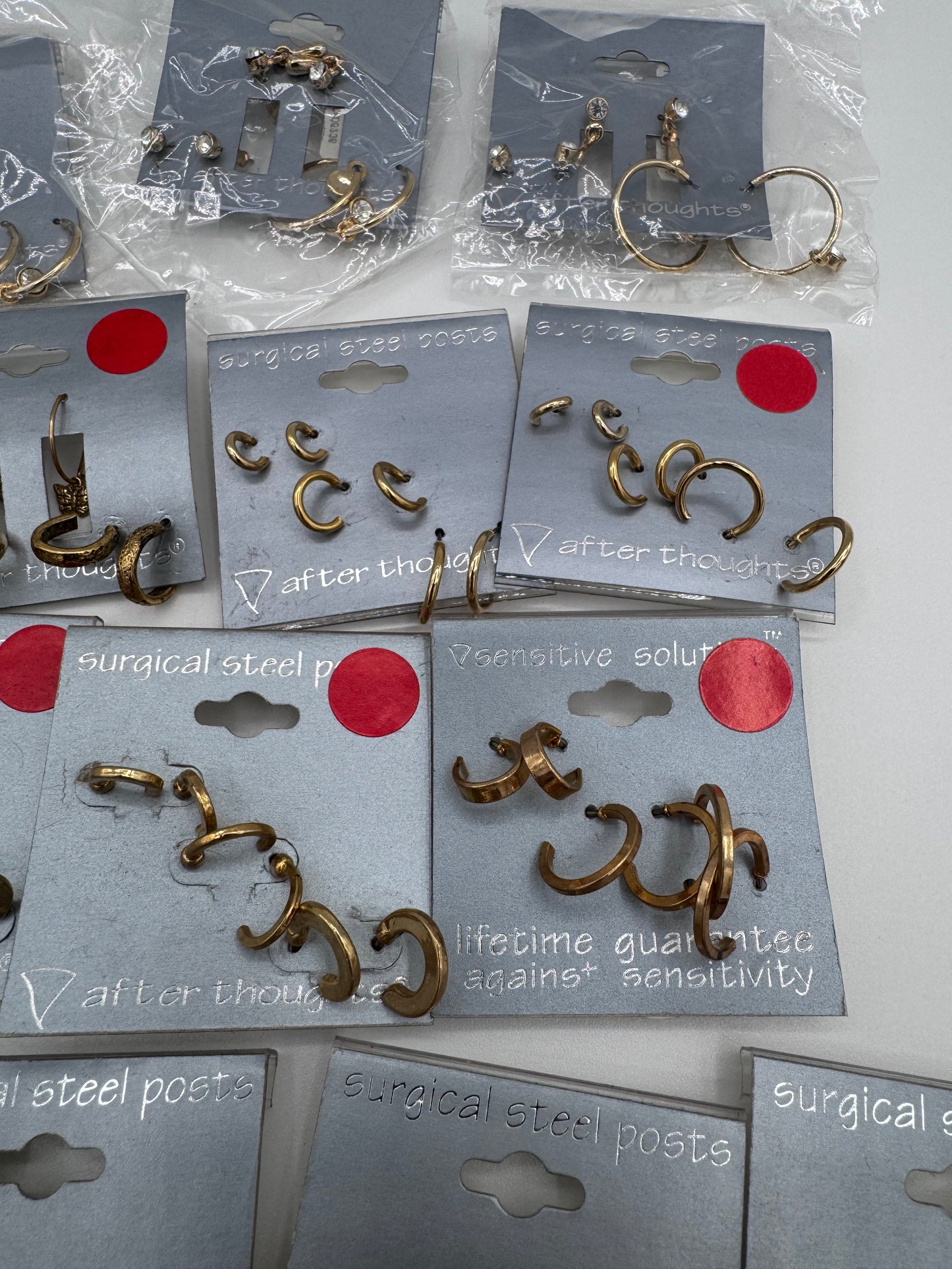 Set of 21 Small Gold Hoop Earrings Sets of 3 (63 Pairs) Costume Jewelry Vintage After Thoughts