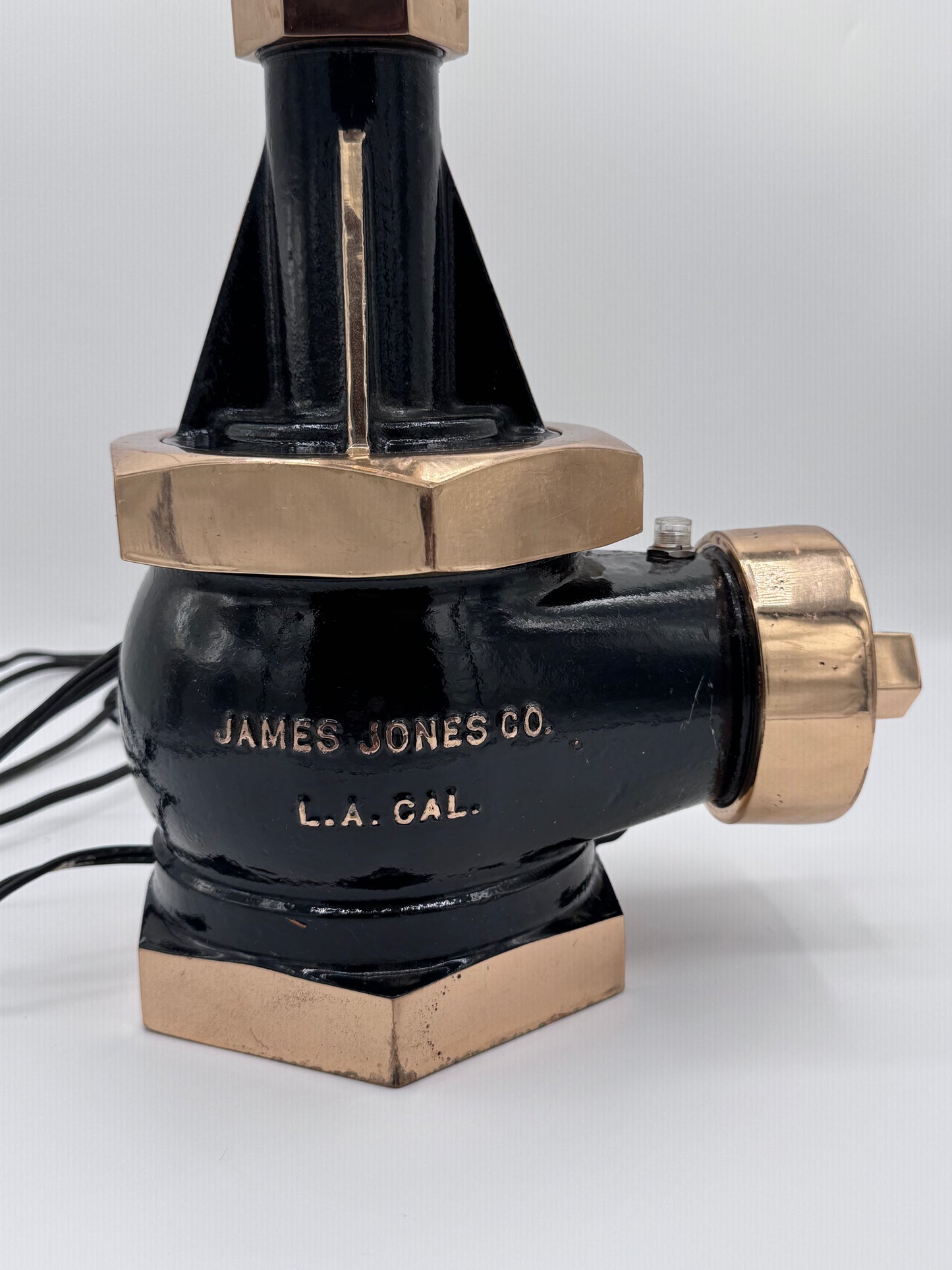 Real Fire Hydrant Black and Gold Cast Iron James Jones Co Handmade Lamp