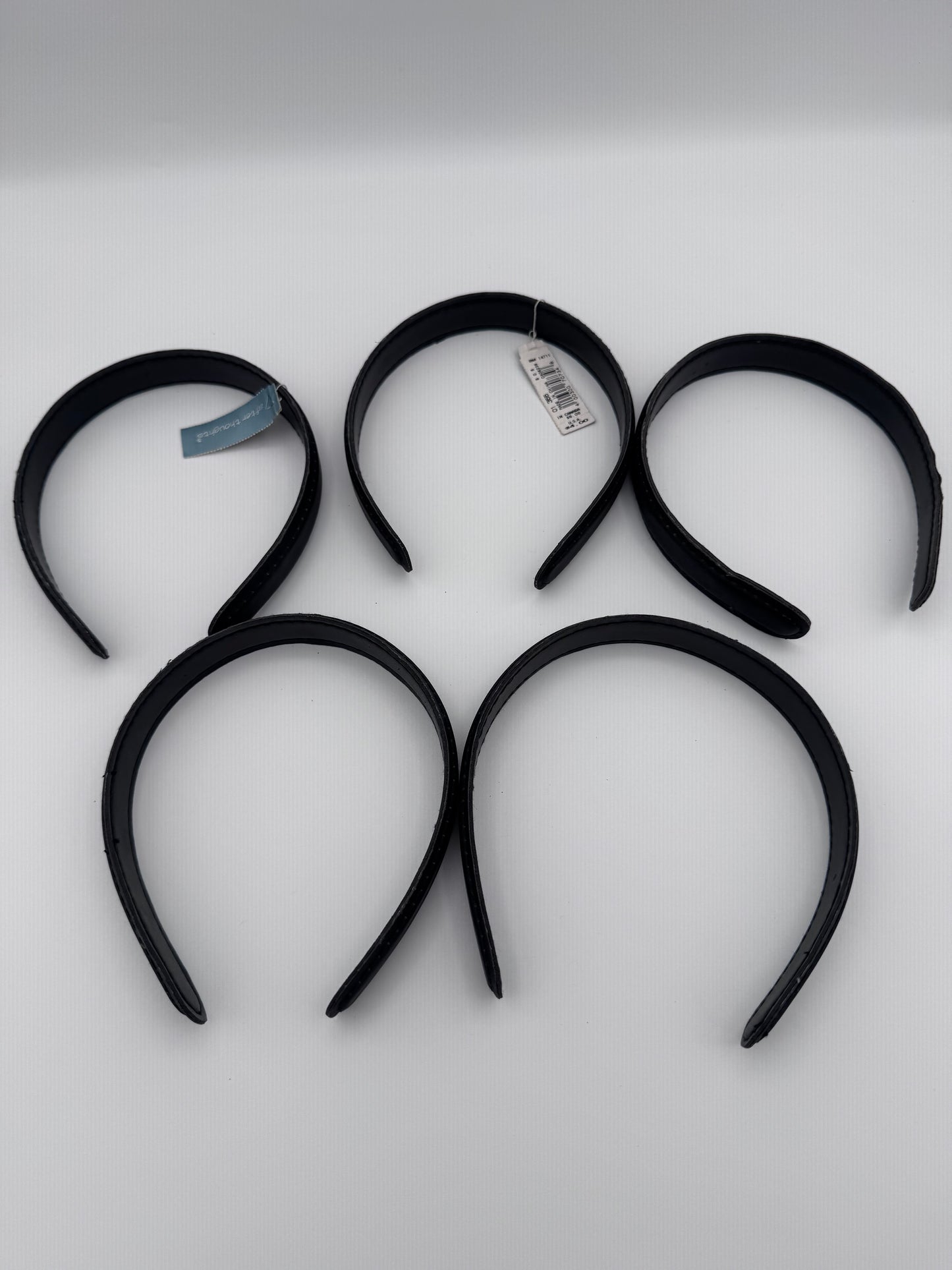 Set of 5 Black Stiff Vintage Headbands
