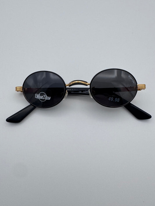 Blue Bay By Sifilo 90’s Black and Gold Wire Made in Italy Vintage Sunglasses NOS Love Bay/s