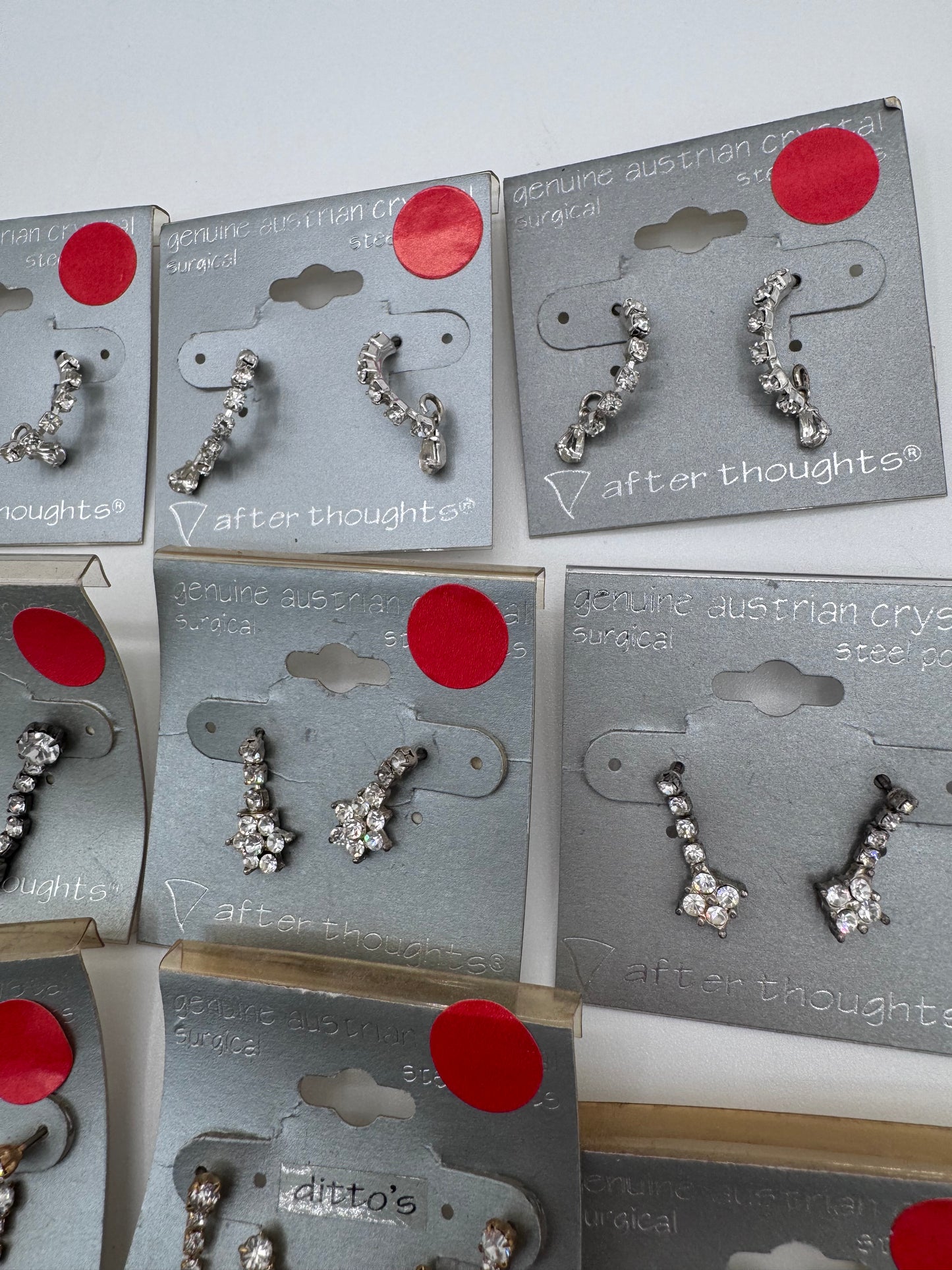 Set of 16 Pairs of Genuine Austrian Crystal Dangle Mixed Earrings Costume Jewelry Vintage After Thoughts