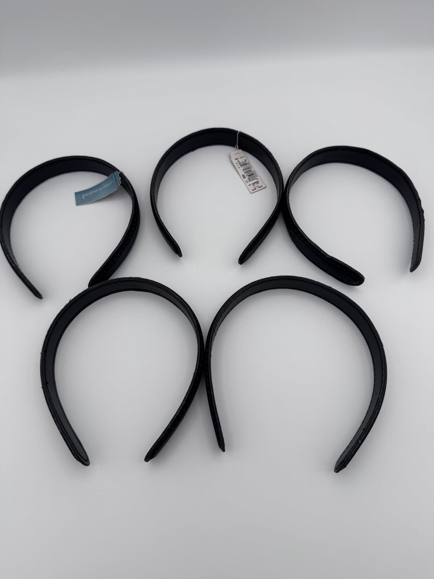 Set of 5 Black Stiff Vintage Headbands
