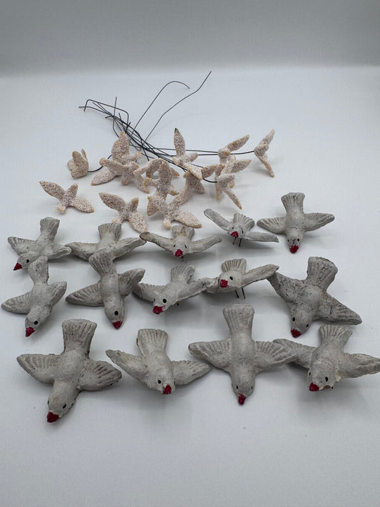 Set of 28 Small Ceramic Seagull and Sparkle Generic Birds For Crafts