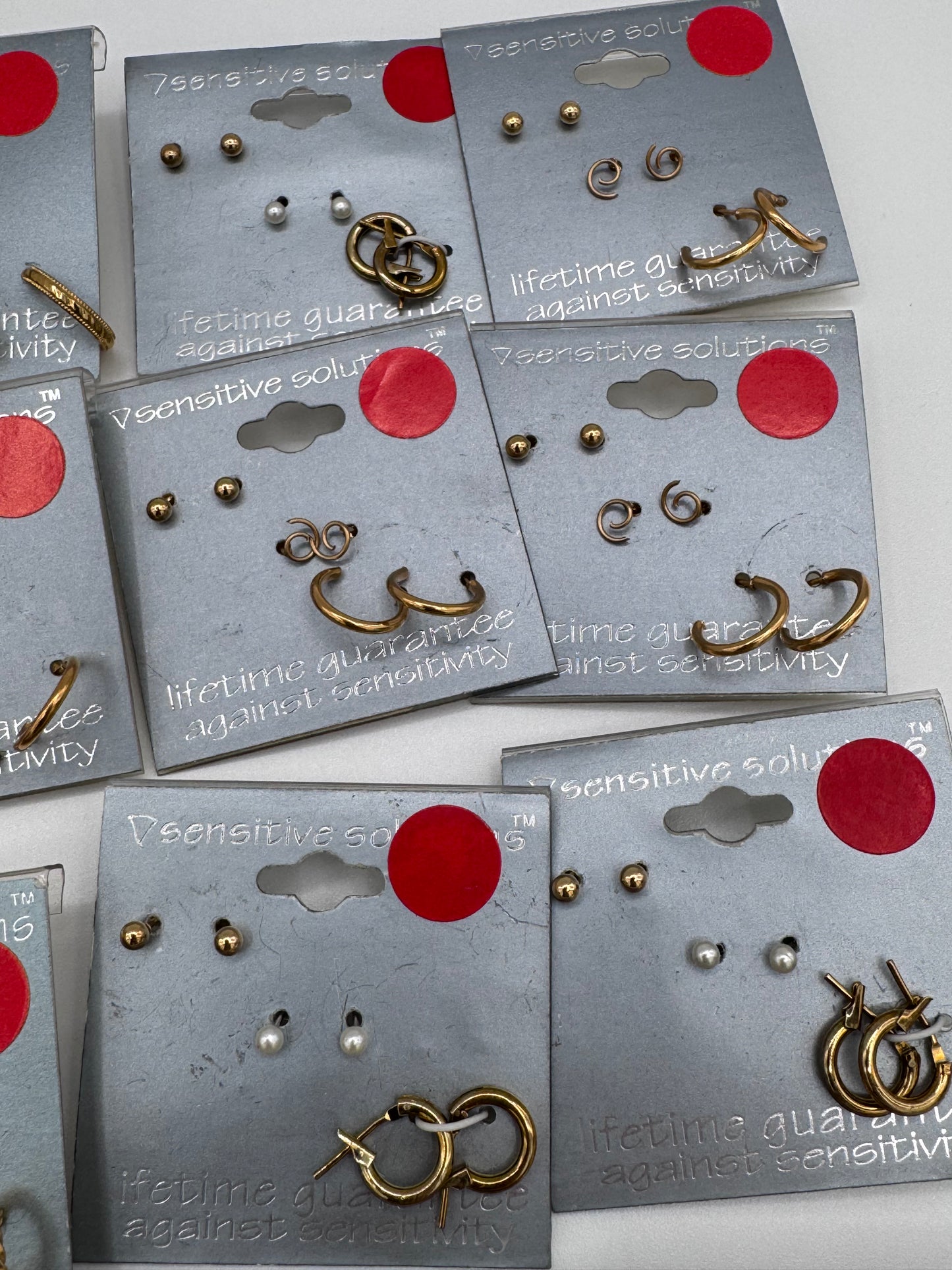 Set of 36 Small Gold Studs and Hoop Earrings Sets of 3 (108 Pairs) Costume Jewelry Vintage After Thoughts