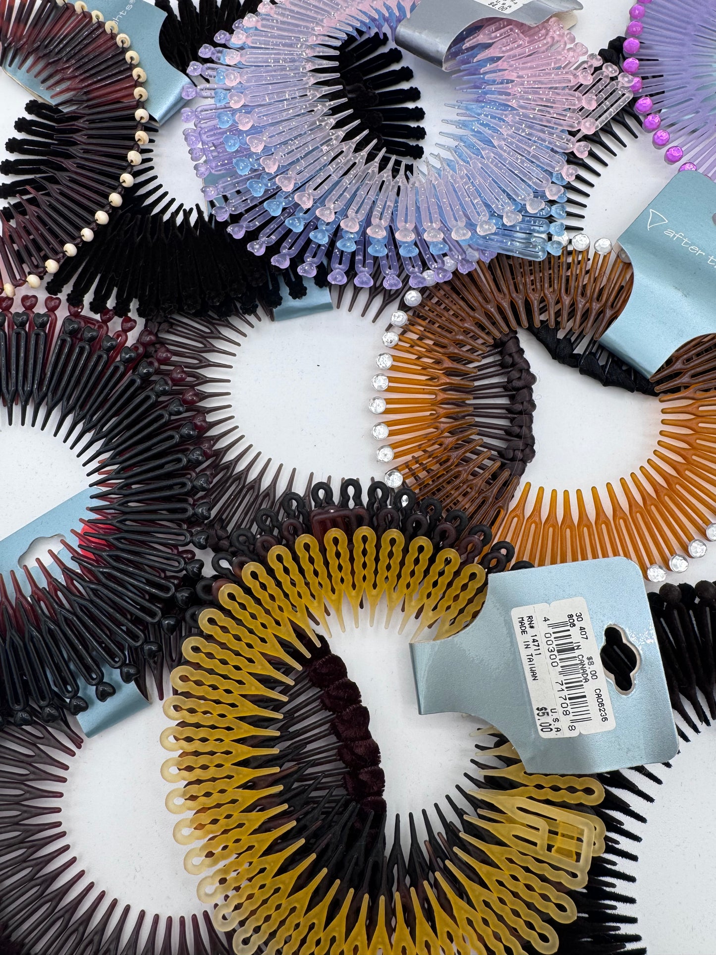 Mystery Mixed Lot of 14 90’s Retro Flexible Stretch Hair Combs Teeth Headband