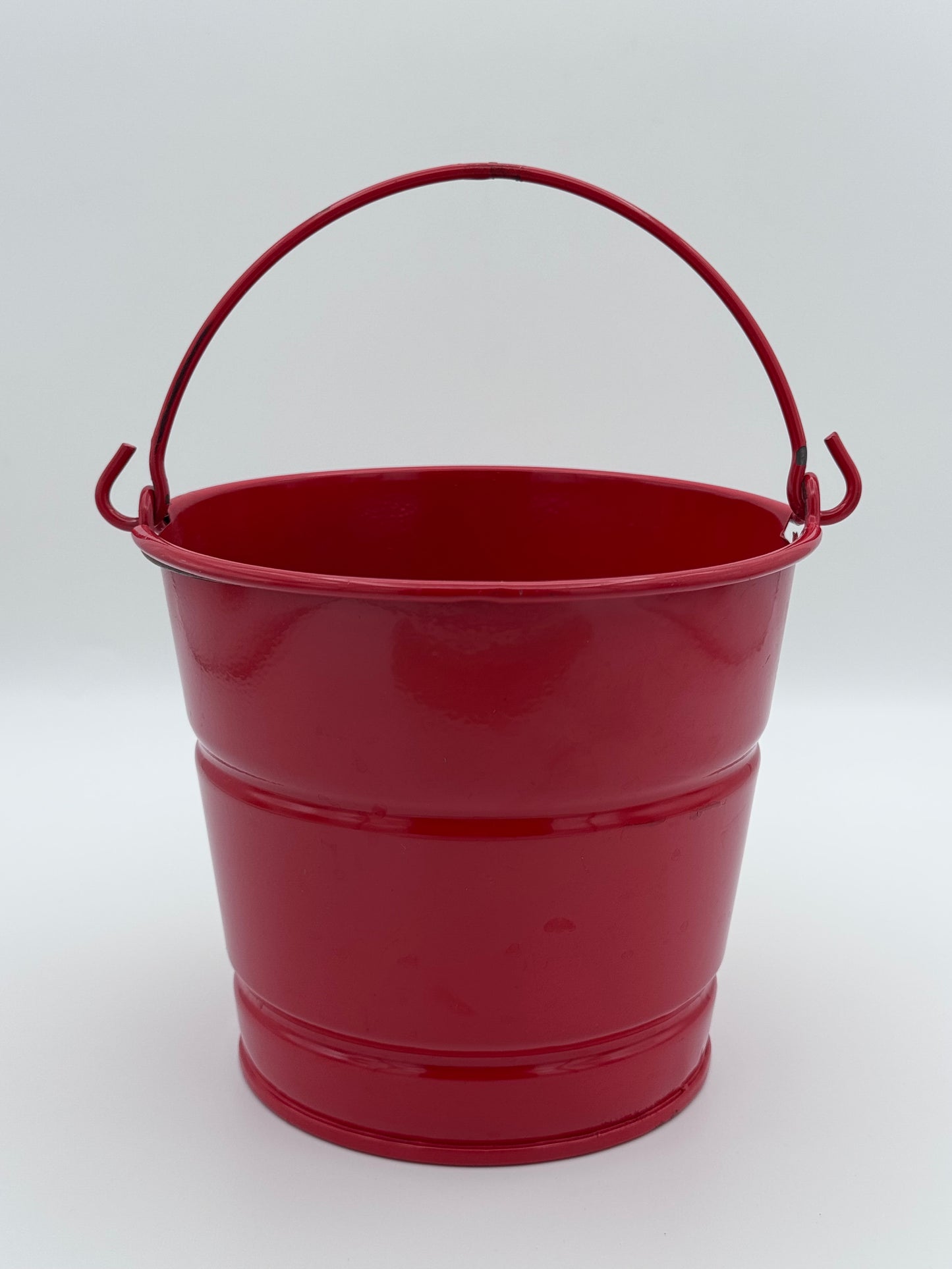 Red Tin Metal Vintage Bucket