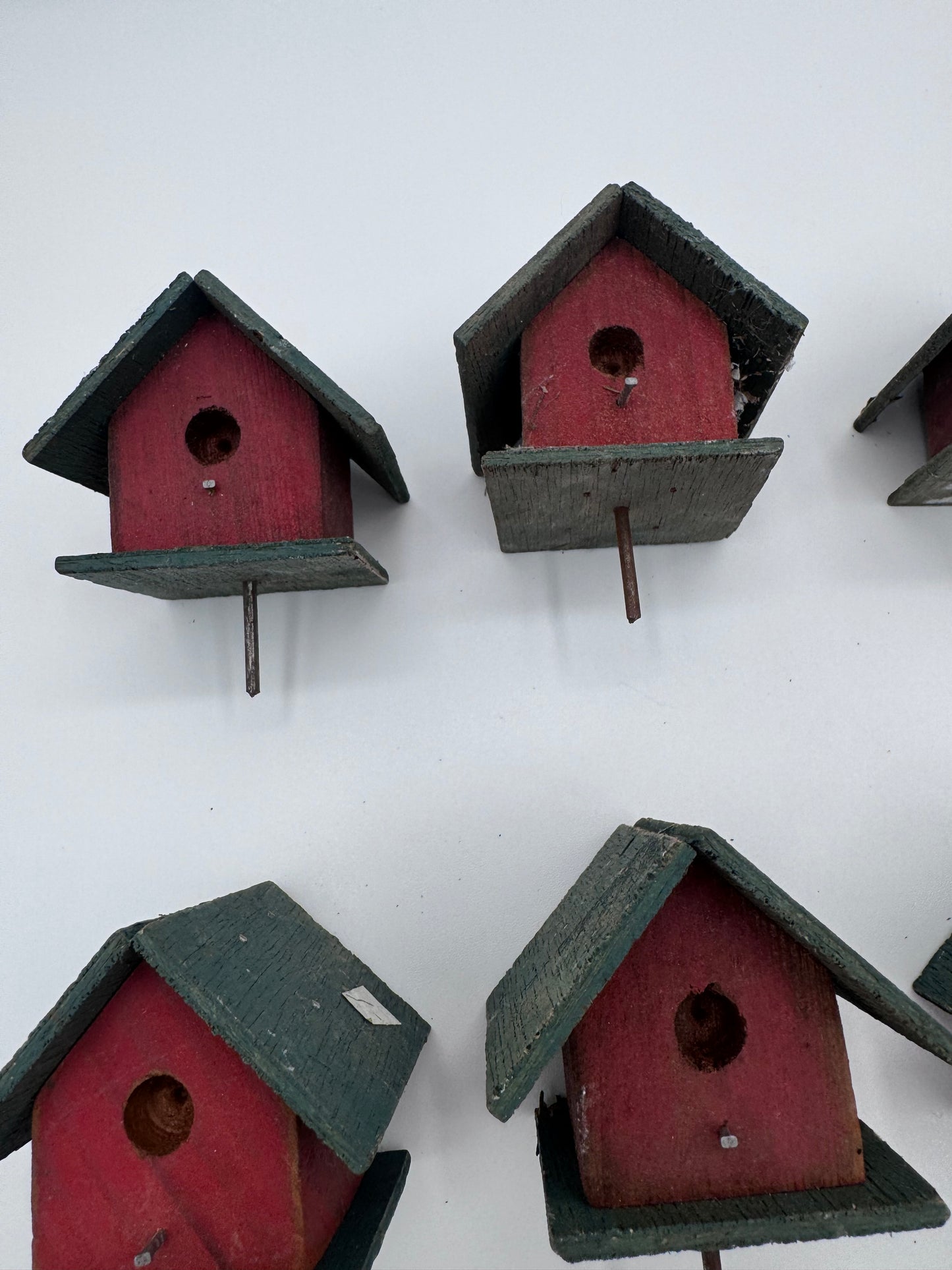 Set of 10 Small 2.5 Inch Hand-Made Vintage Birdhouses for Crafts