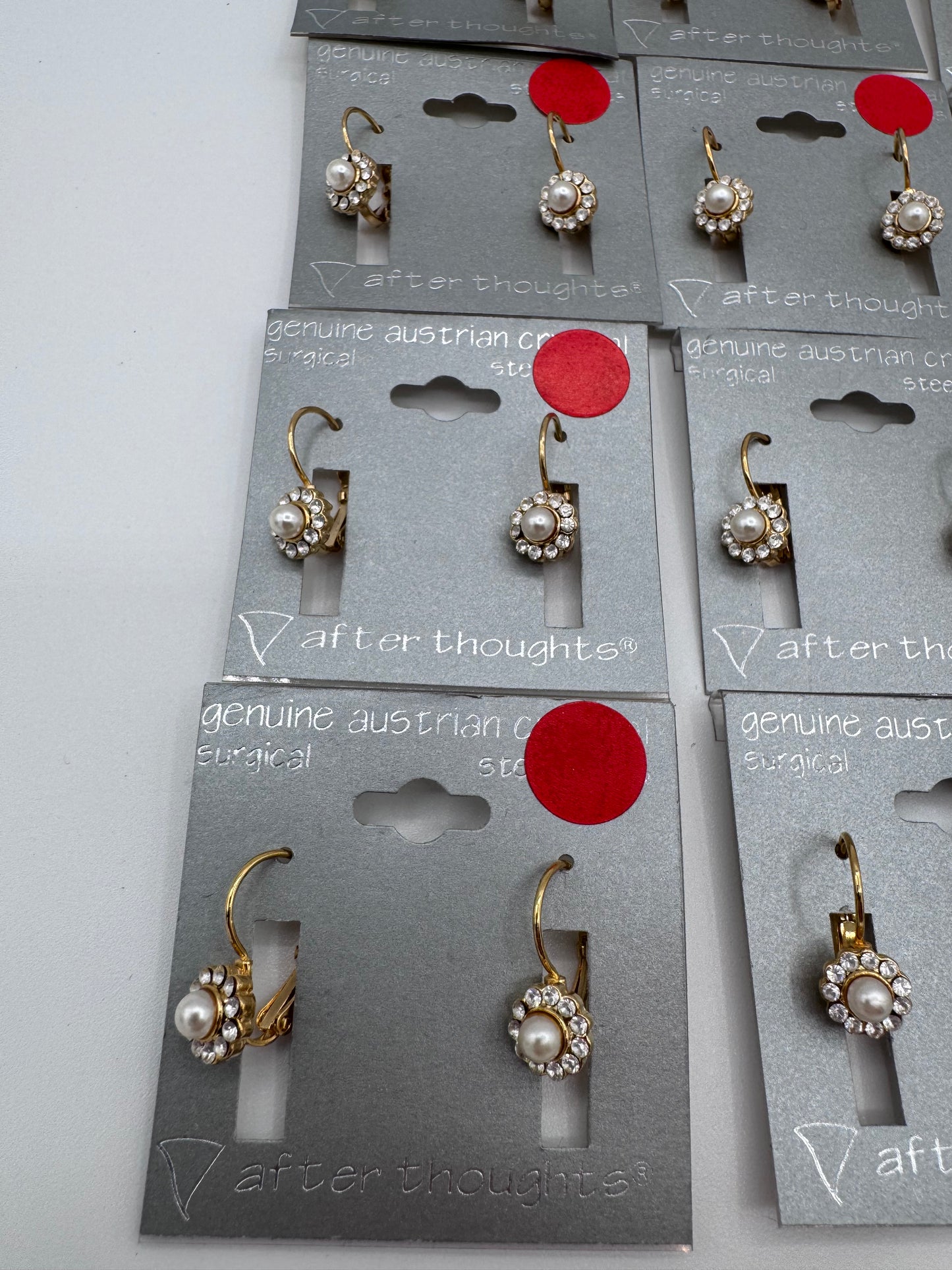 Set of 13 Pairs of Genuine Austrian Crystal Gold Flower Earrings Costume Jewelry Vintage After Thoughts