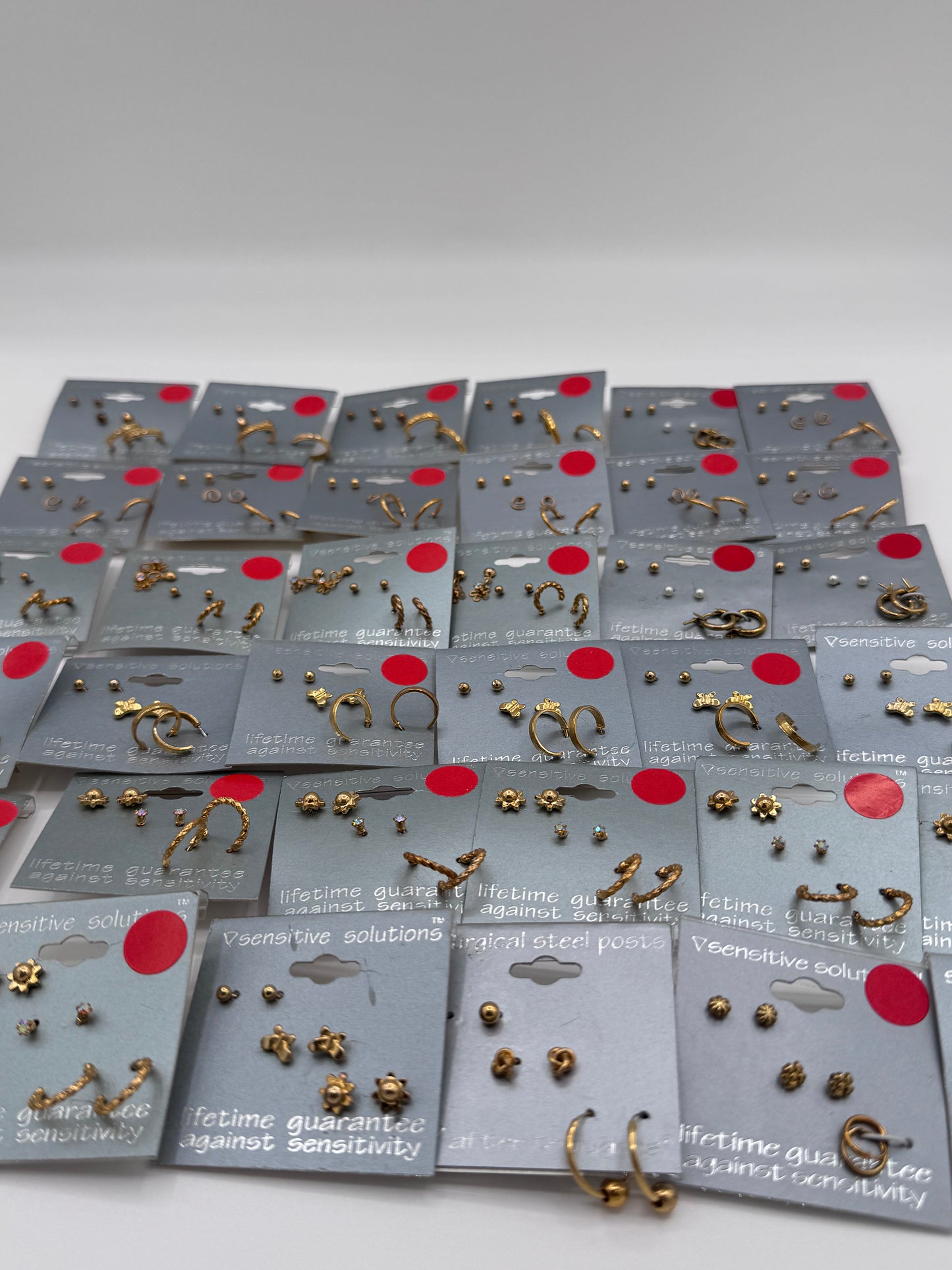 Set of 36 Small Gold Studs and Hoop Earrings Sets of 3 (108 Pairs) Costume Jewelry Vintage After Thoughts