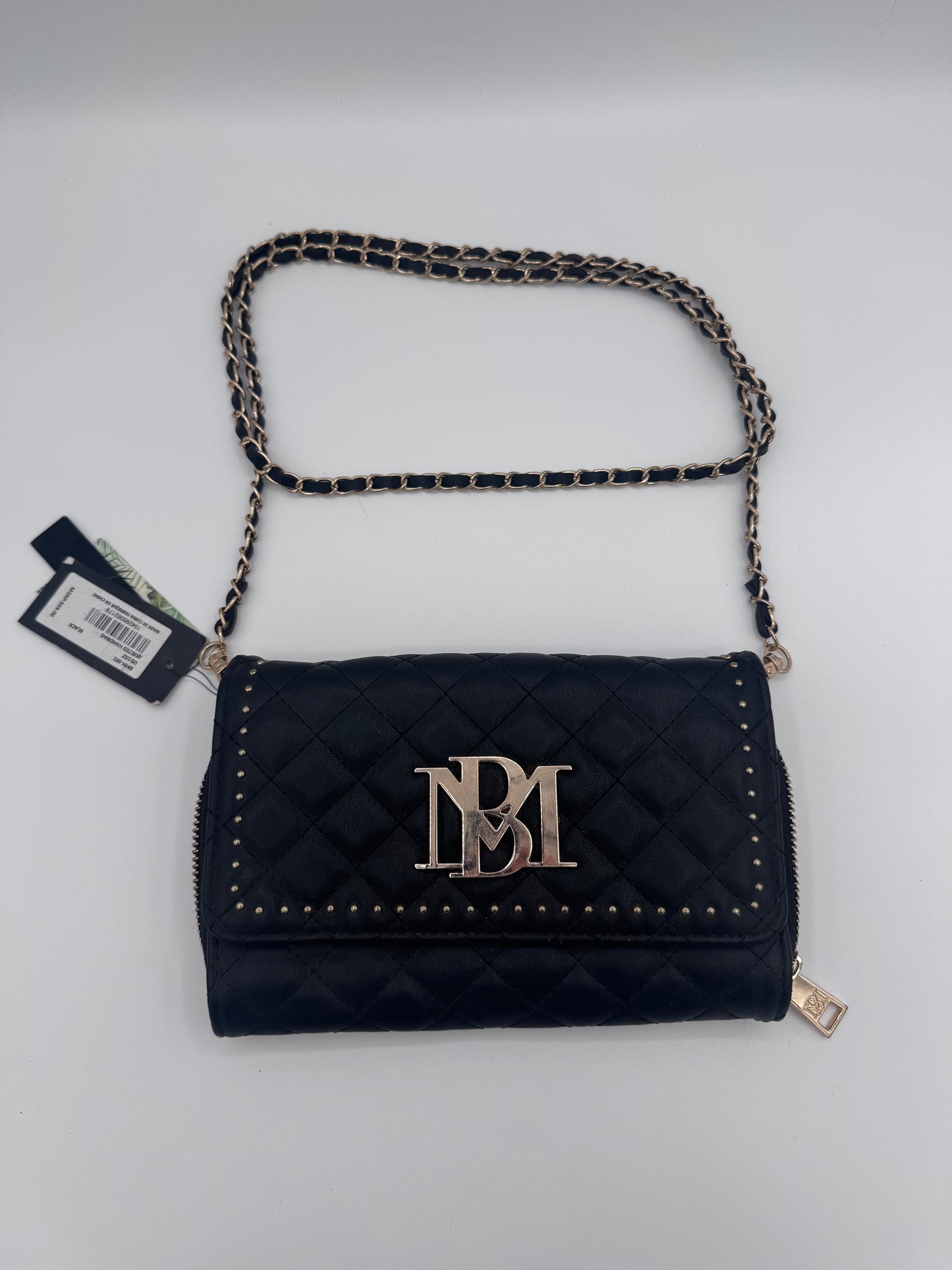 Badgley Mischka Black Quilted Crossbody Wallet Bag Purse