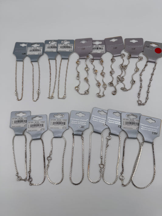 Set of 17 Chain Clasp Silver Bracelet Costume Jewelry Vintage After Thoughts