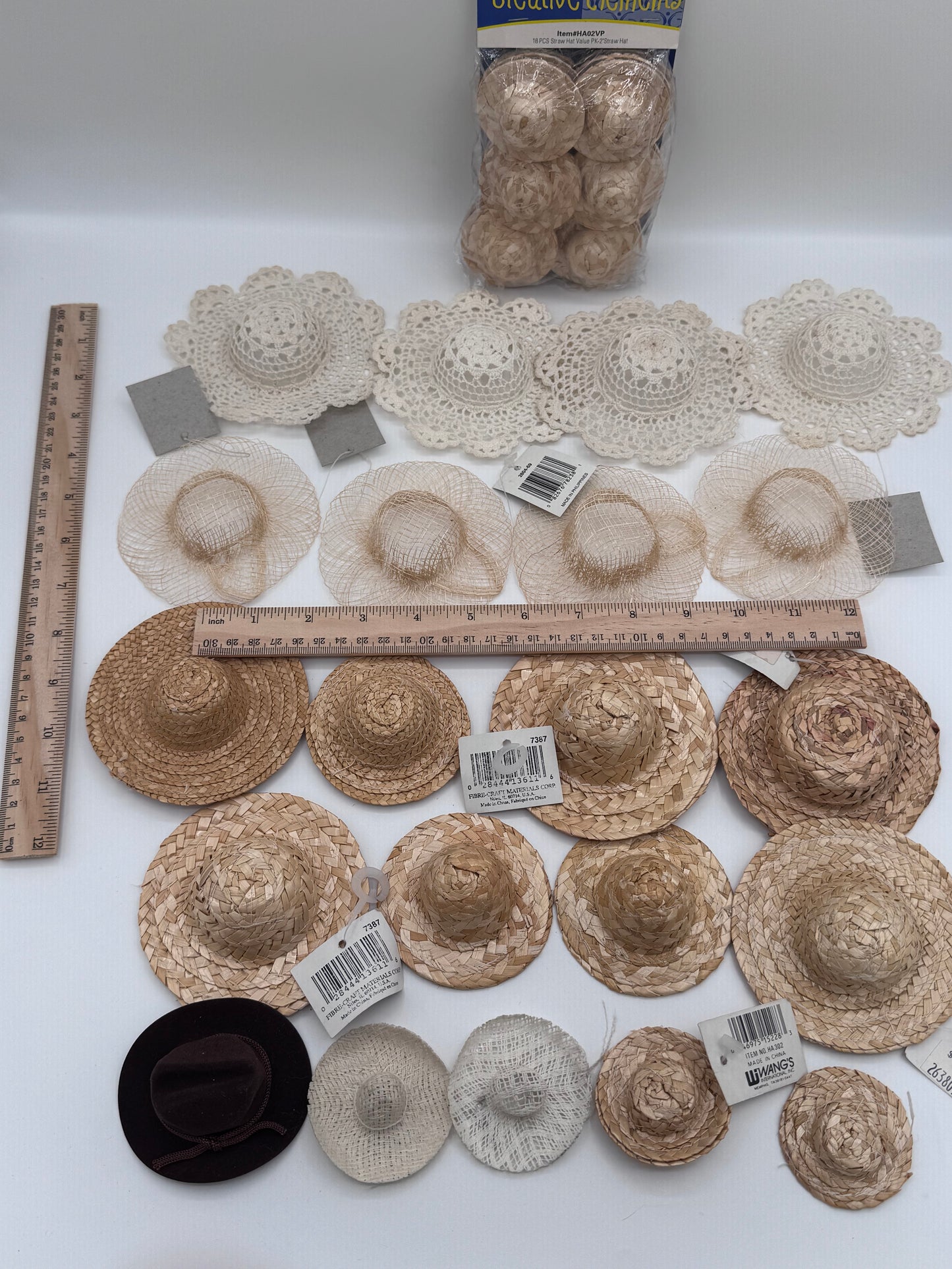Set of 25+ Vintage Small and Tiny Doll Hats for Crafting