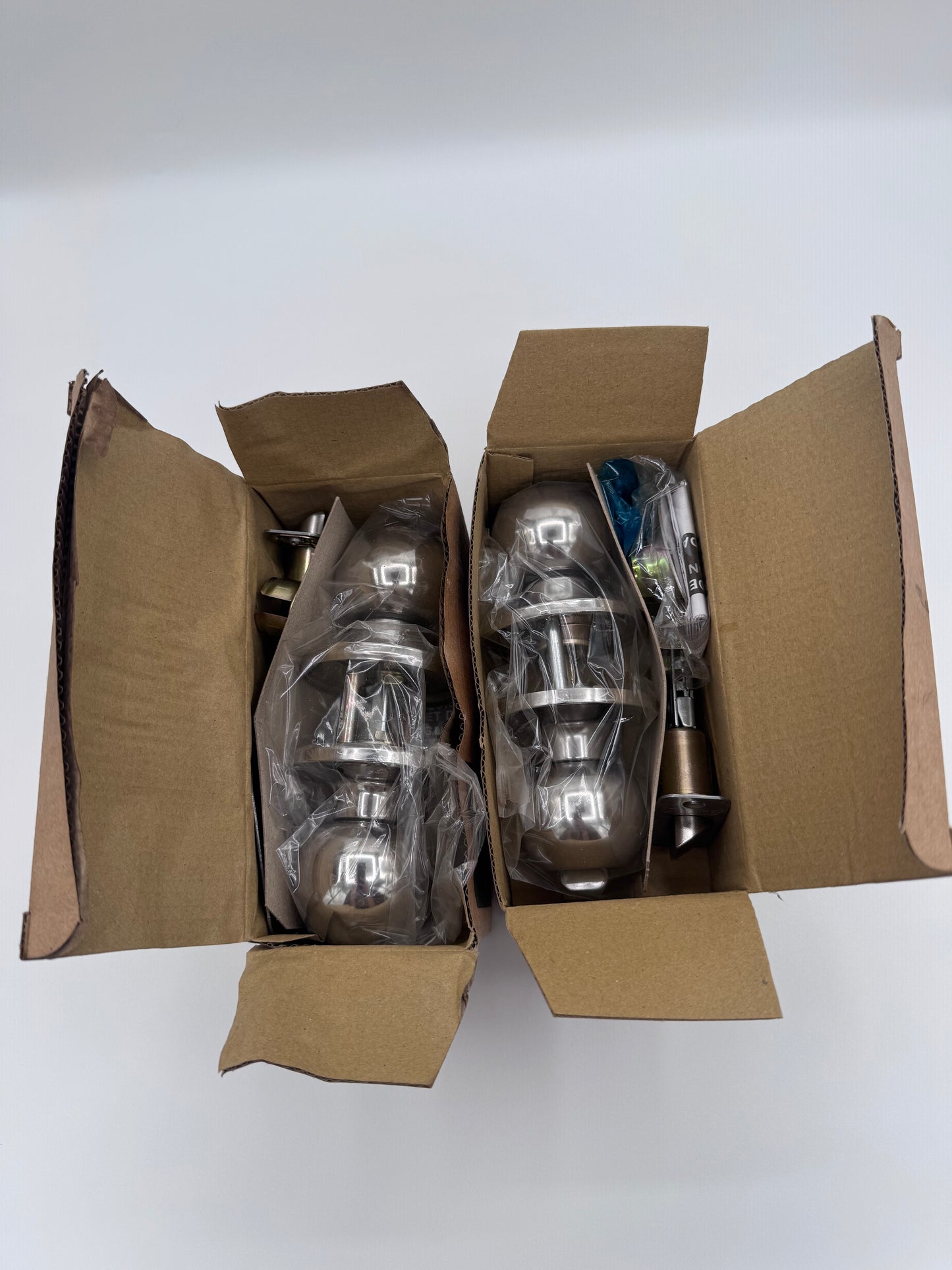Set of 2 New Schlage Silver Door Knobs with Locks Privacy and Passage