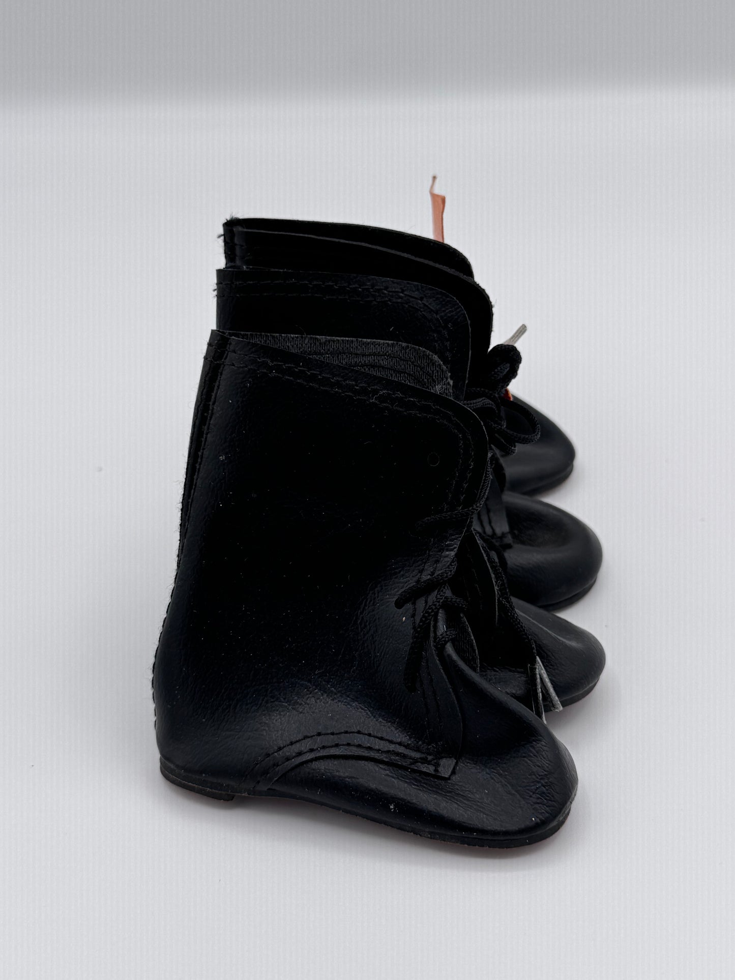 Set of 2 Pairs of Vintage Doll Black Boot Shoes