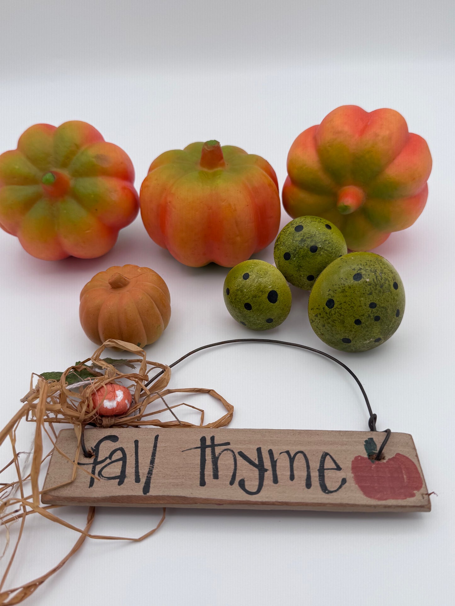 Fall Decor 6 Piece Set Pumpkins Fall Thyme Sign