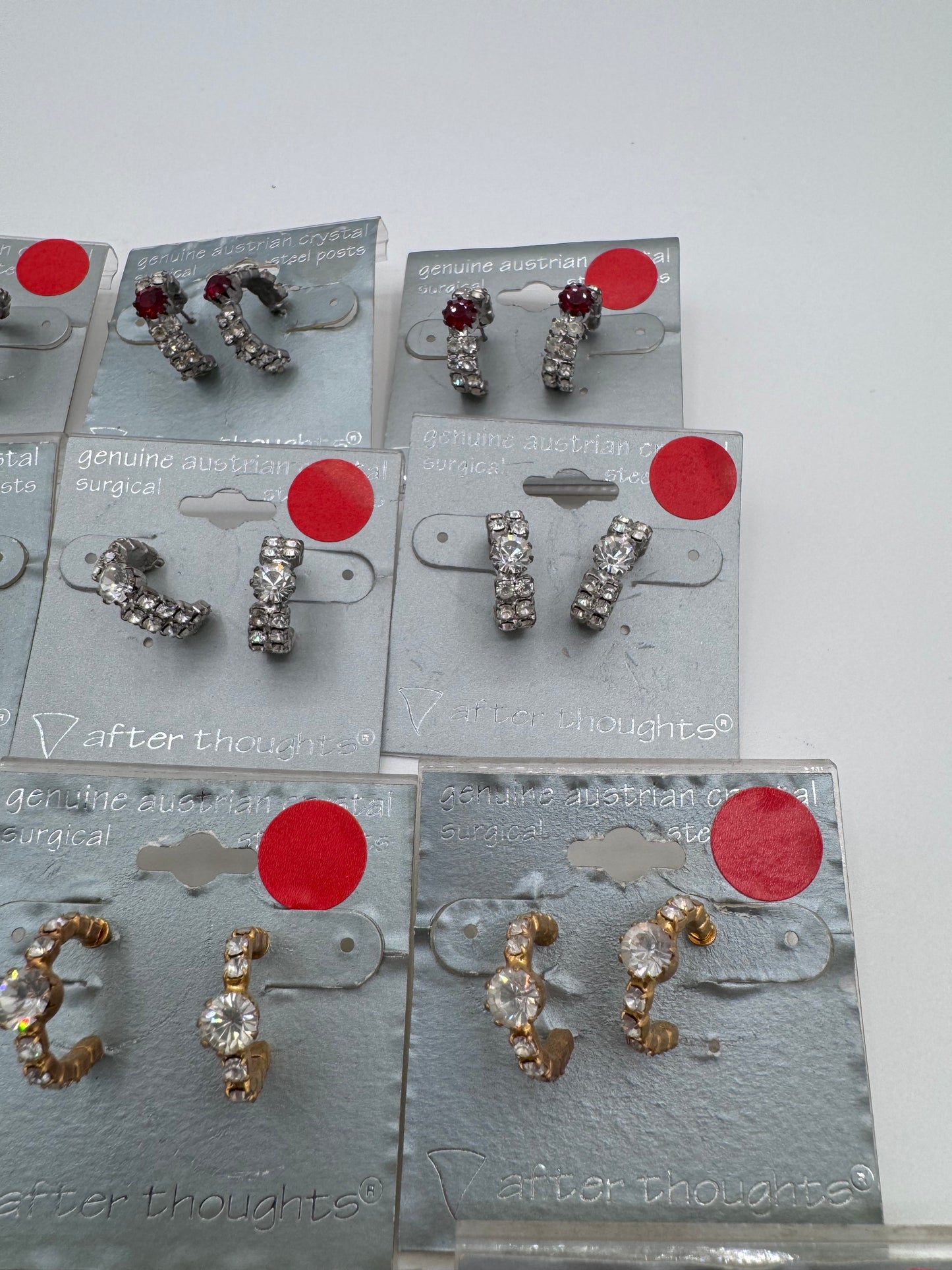 Set of 16 Pairs of Genuine Austrian Crystal Hoop Mixed Earrings Costume Jewelry Vintage After Thoughts