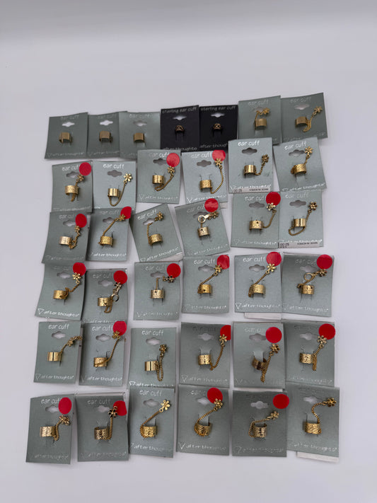 Set of 37 Gold Ear Cuff and Chain Earrings Costume Jewelry Vintage After Thoughts