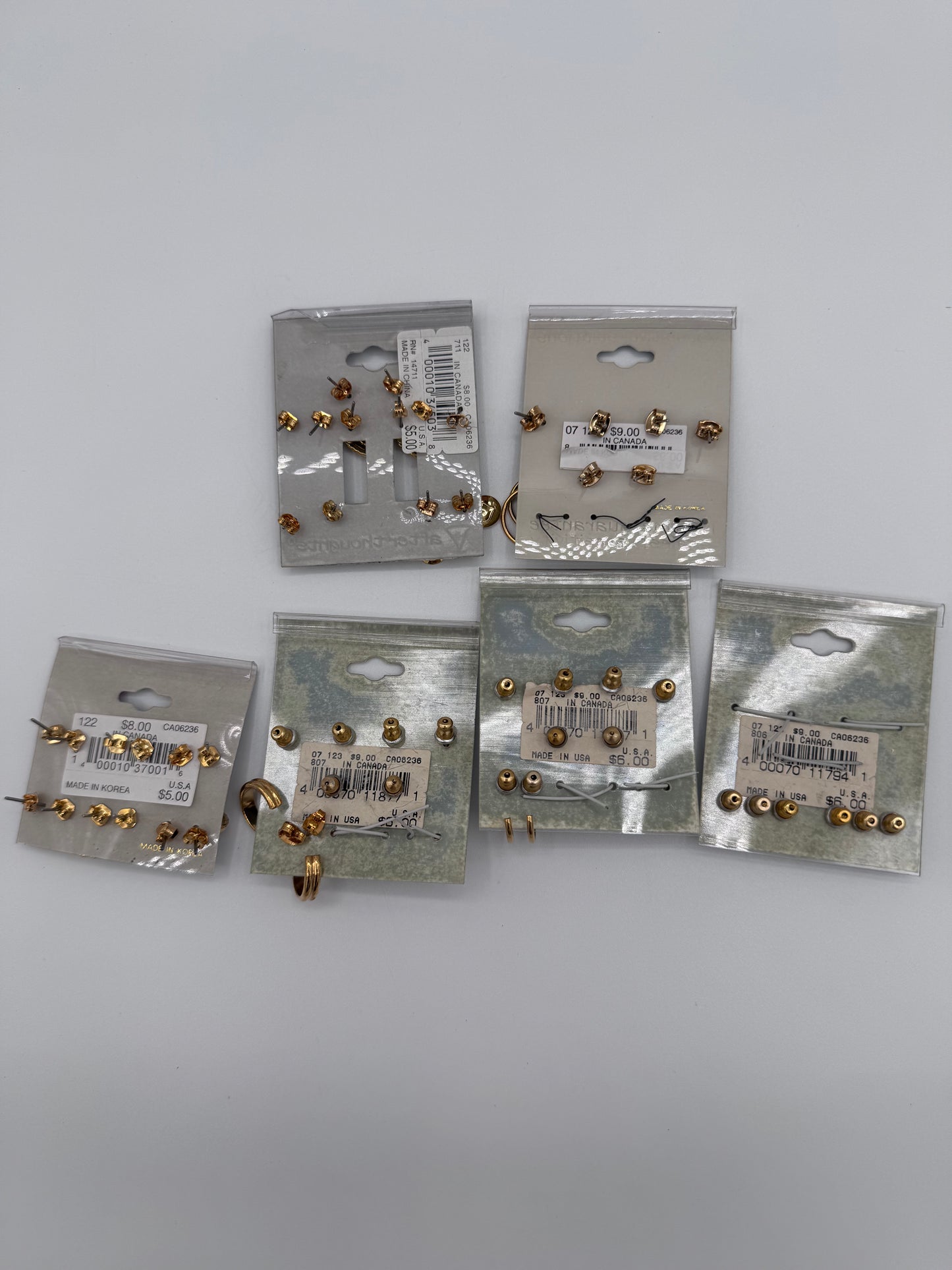 Set of 13 Small Gold Earrings Sets of 6 (78 Pairs) Costume Jewelry Vintage After Thoughts