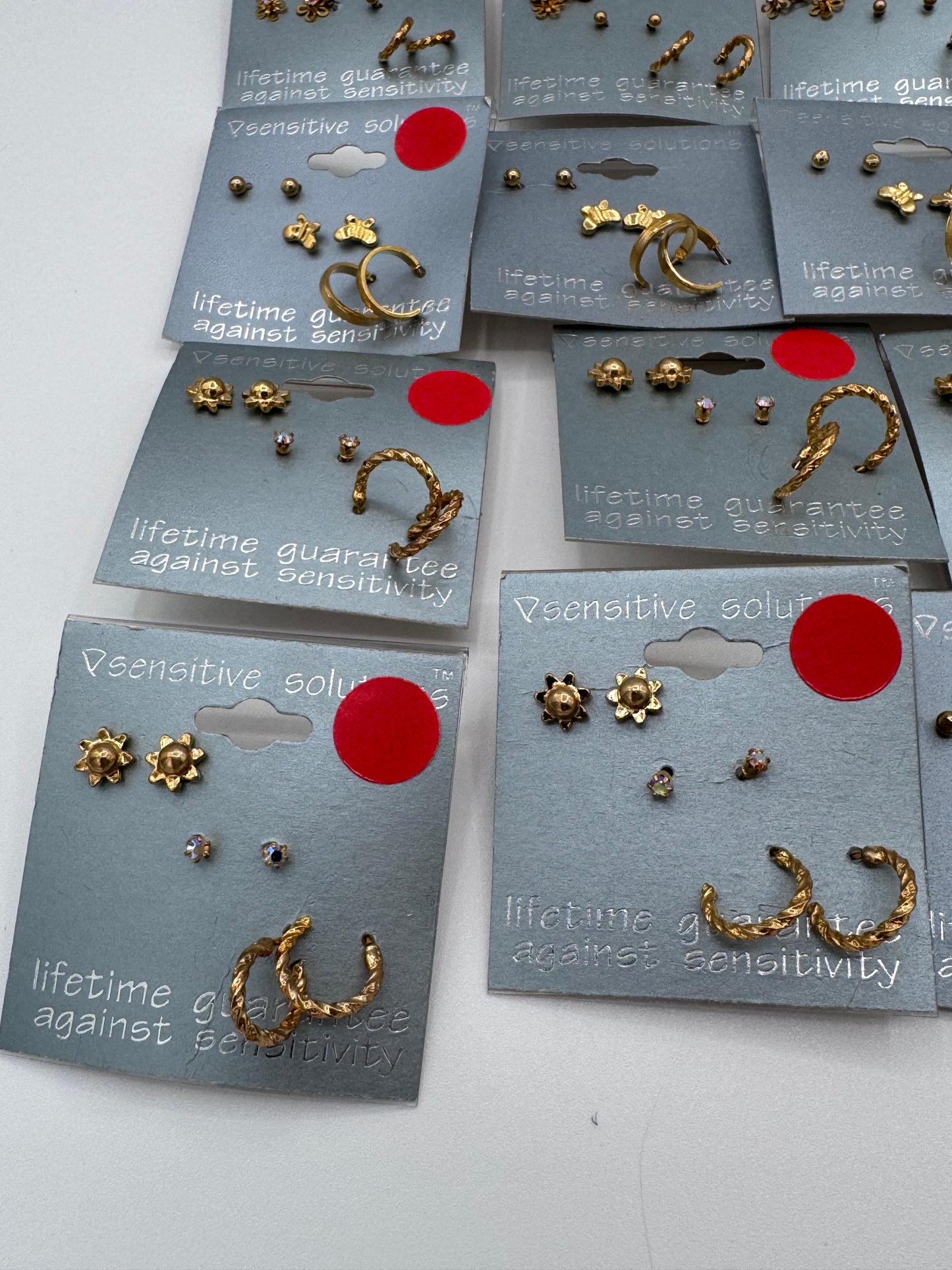 Set of 36 Small Gold Studs and Hoop Earrings Sets of 3 (108 Pairs) Costume Jewelry Vintage After Thoughts
