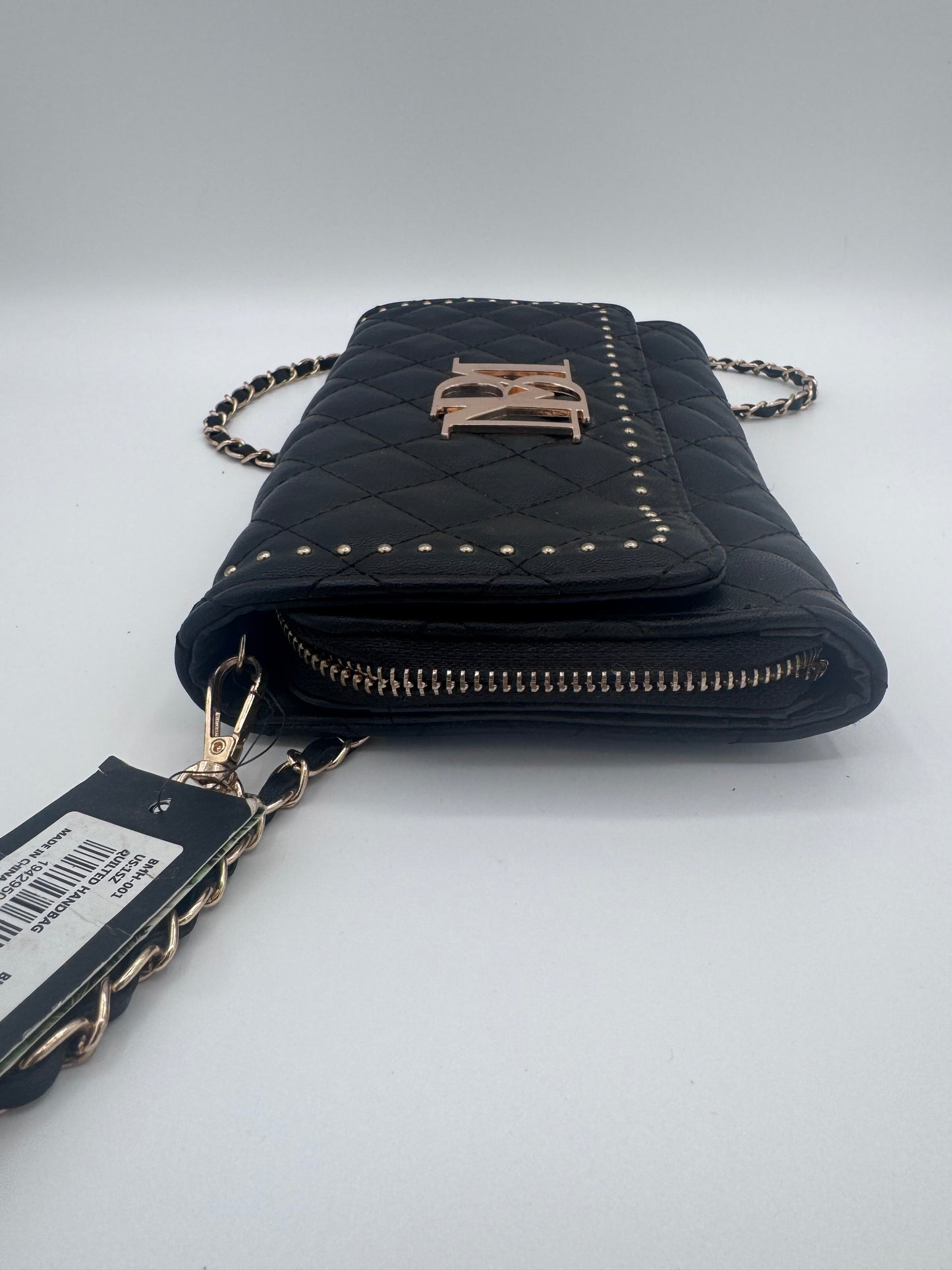 Badgley Mischka Black Quilted Crossbody Wallet Bag Purse