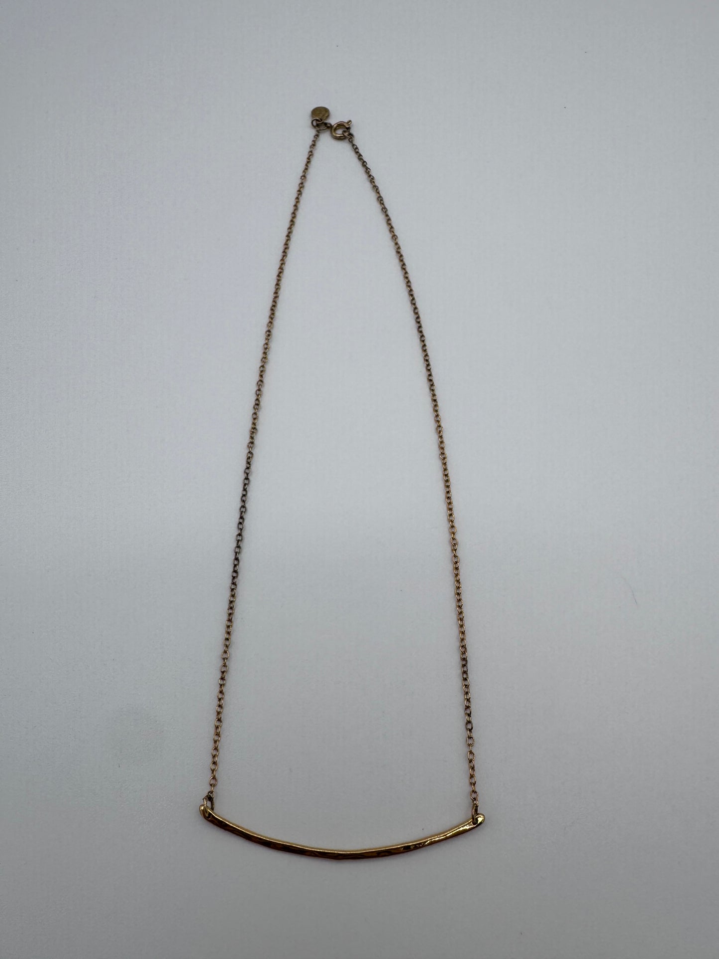 Gorjana Gold Plated Vintage Stick Curved Hammered Tanner Bar Necklace