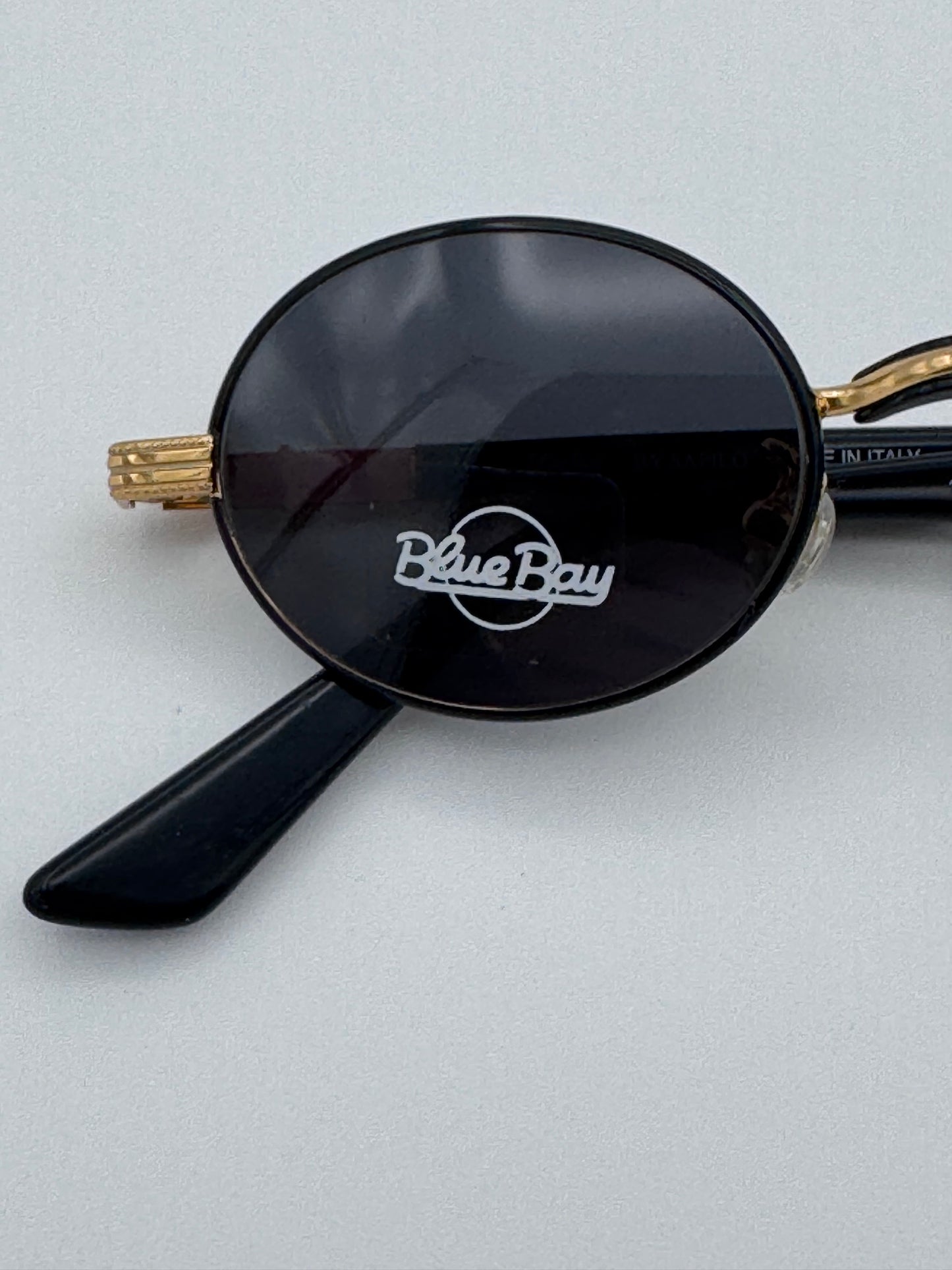 Blue Bay By Sifilo 90’s Black and Gold Wire Made in Italy Vintage Sunglasses NOS Love Bay/s