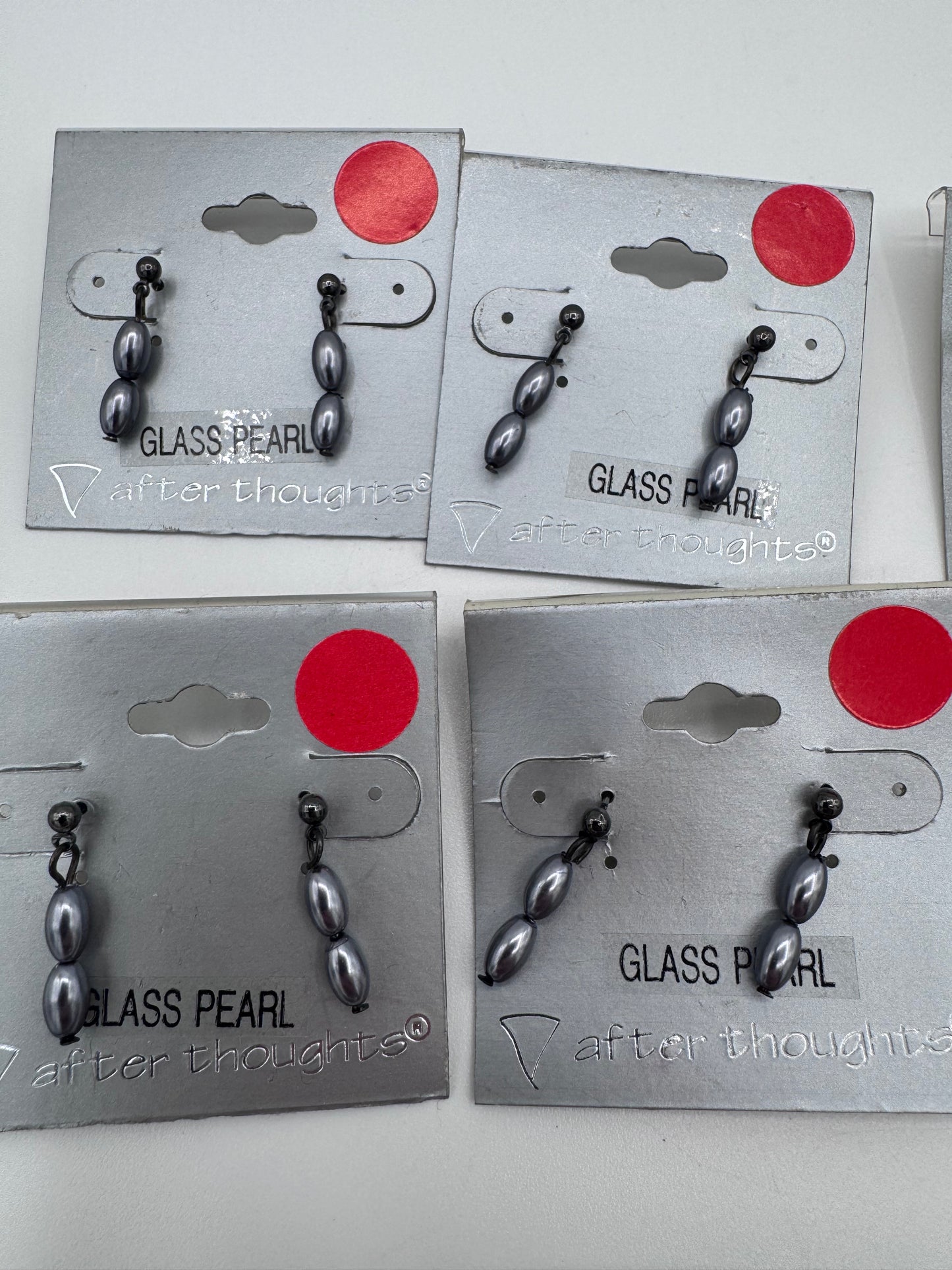 Set of 9 Pairs Glass Pearl Dangling Earrings Costume Jewelry Vintage After Thoughts