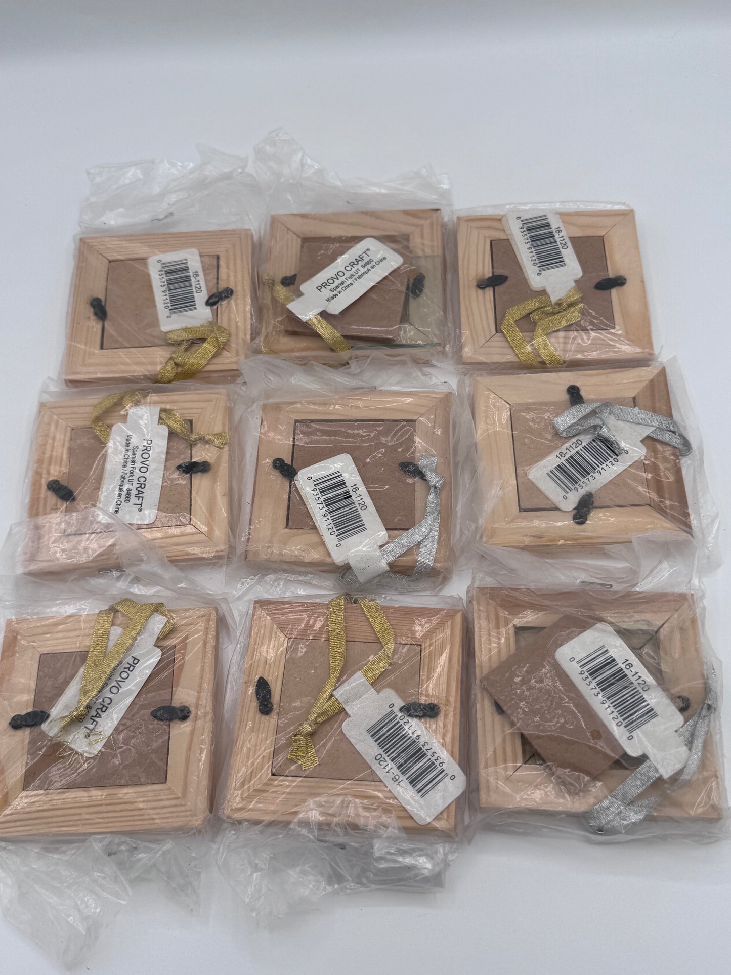 Set of 9 Small Vintage Wood Glass Craft Frames