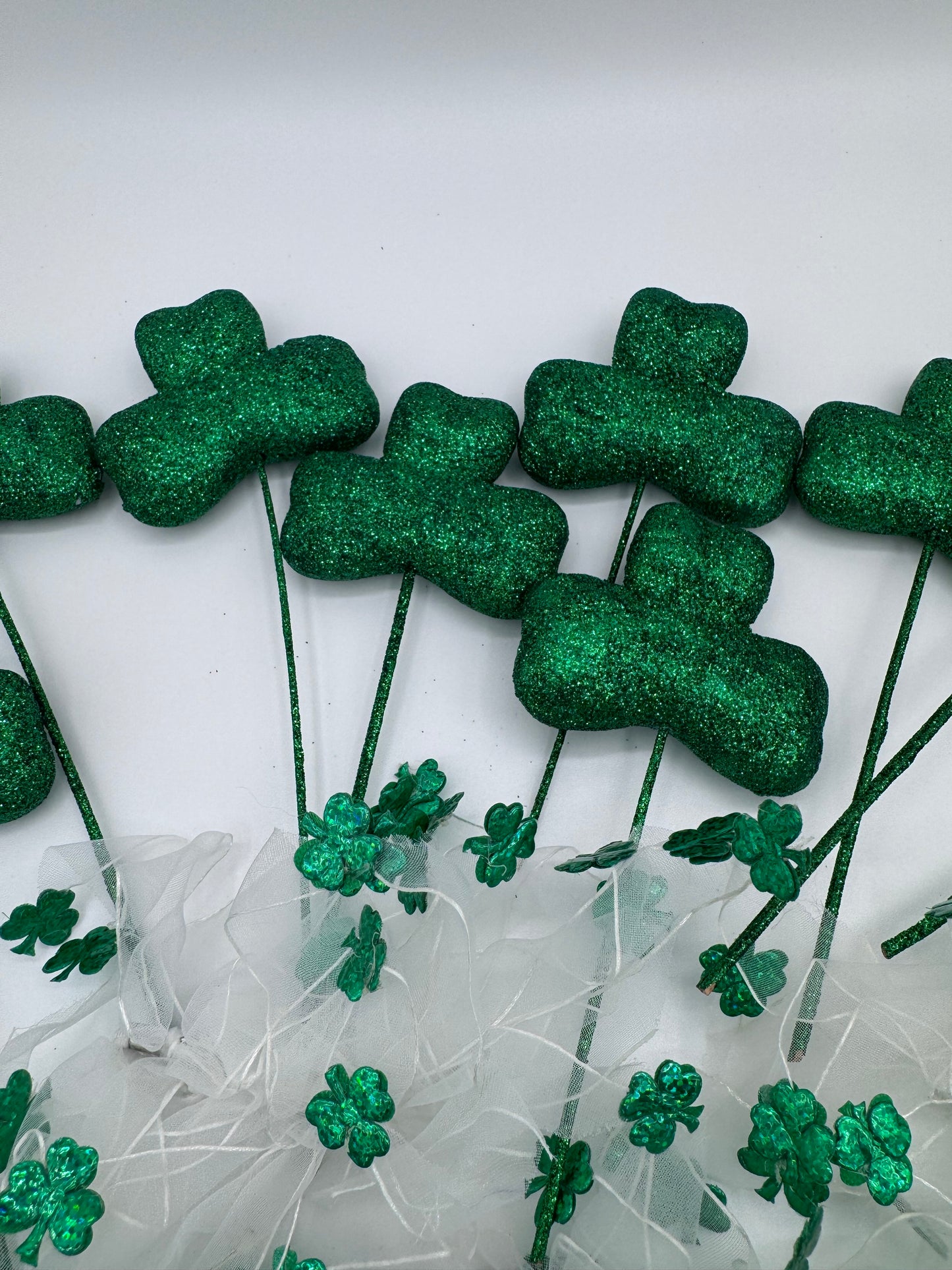 St Patrick’s Day Green and White Shamrock Handmade Vintage Decor