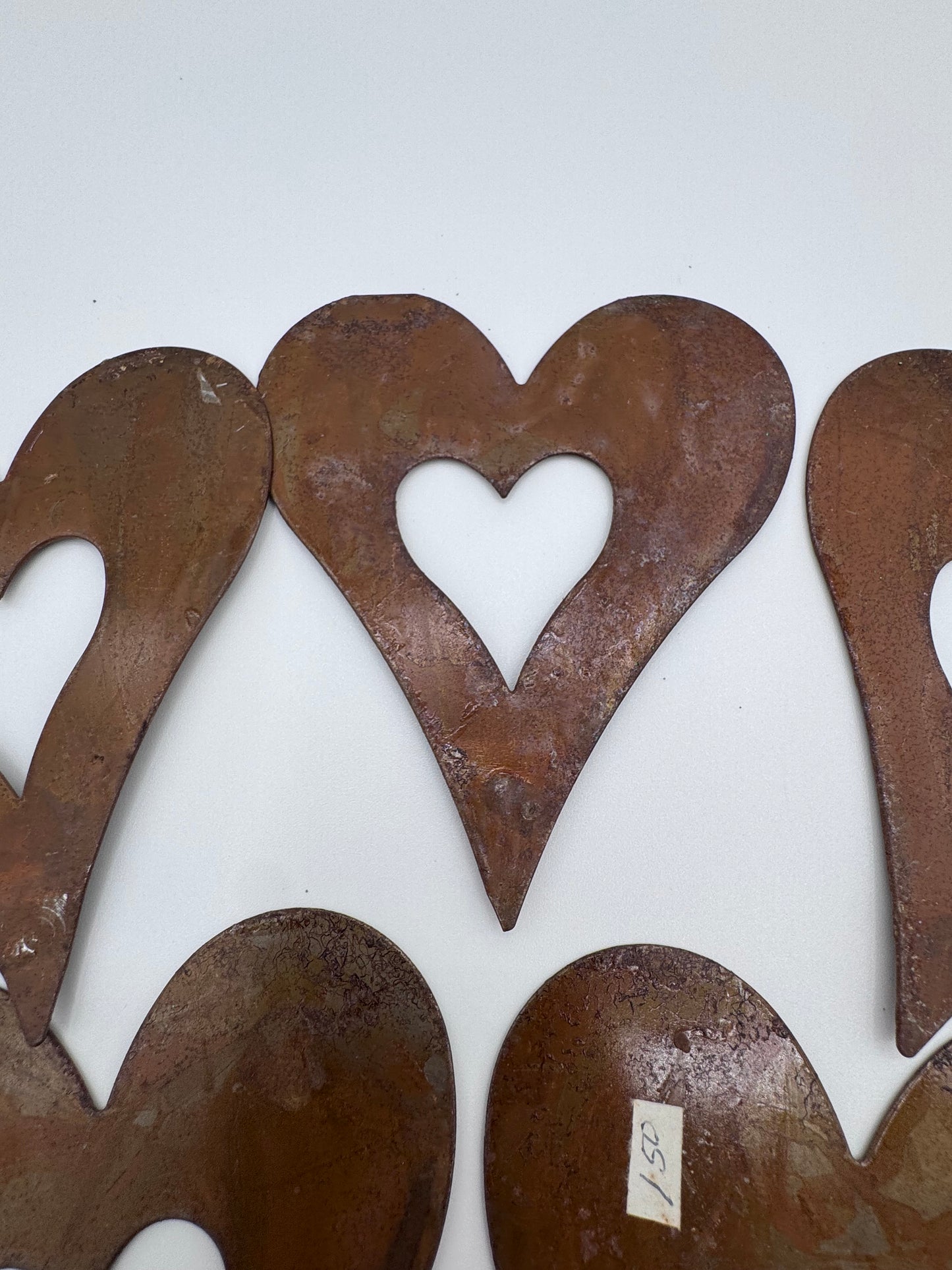 Set of 5 Metal Bronze Vintage Heart Cutouts