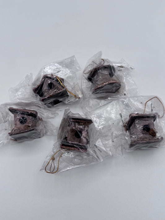 Set of 5 Tiny Wood Birdhouse For Crafts