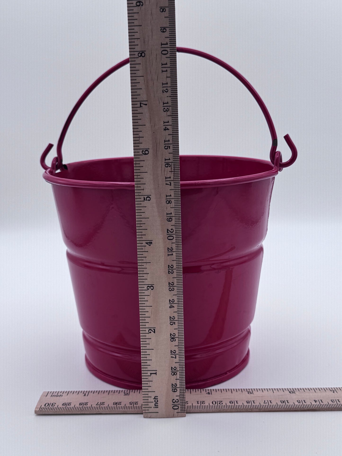 Red Tin Metal Vintage Bucket
