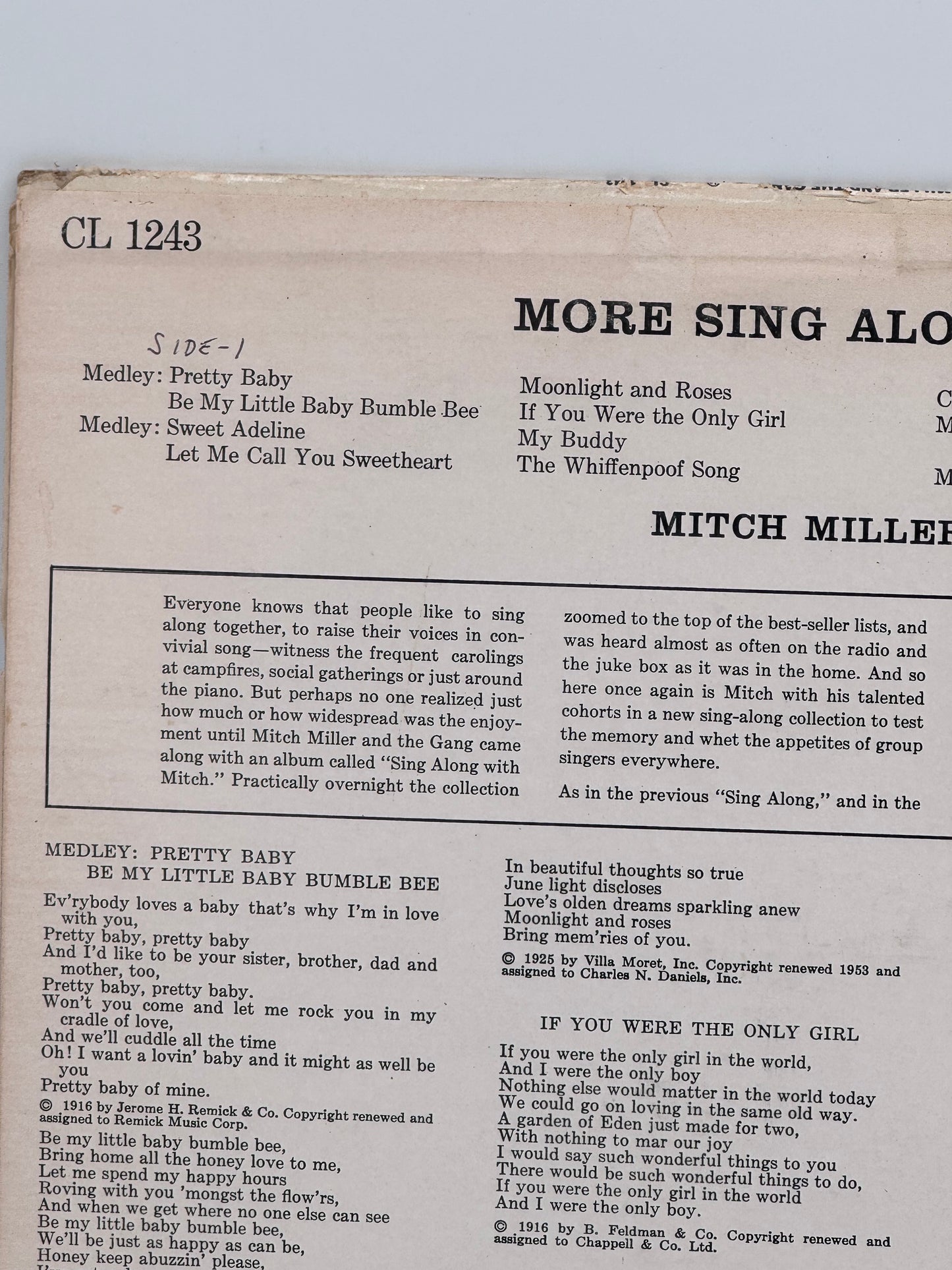 More Sing Along with Mitch, Mitch Miller and the Gang 1958 Vintage Vinyl Record