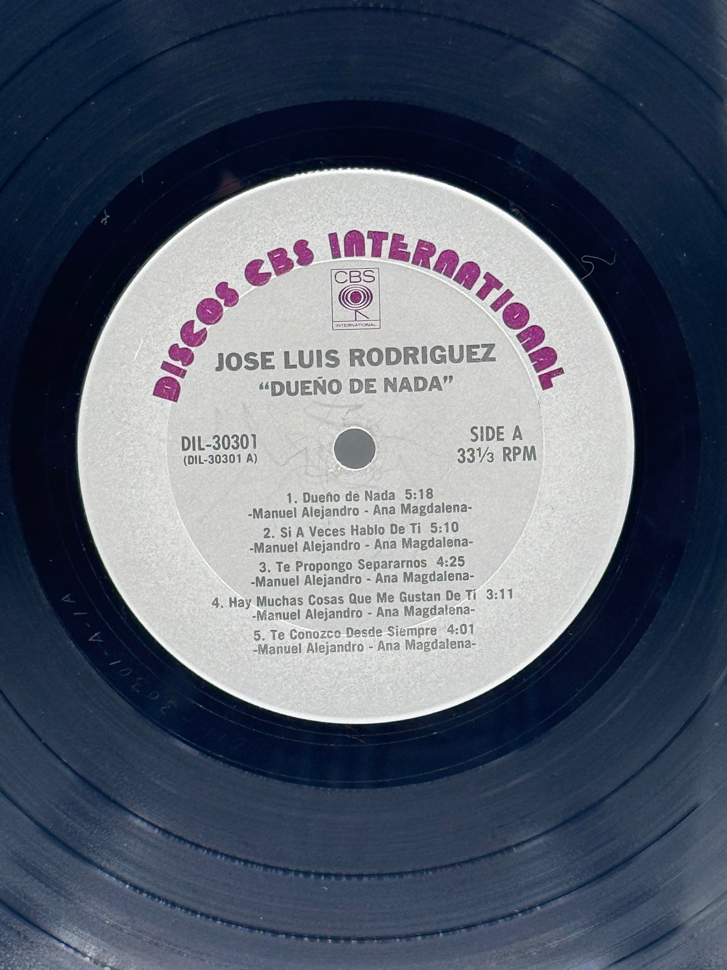 Dueno de Nada Jose Luis Rodriguez 1982 Vintage Vinyl Record