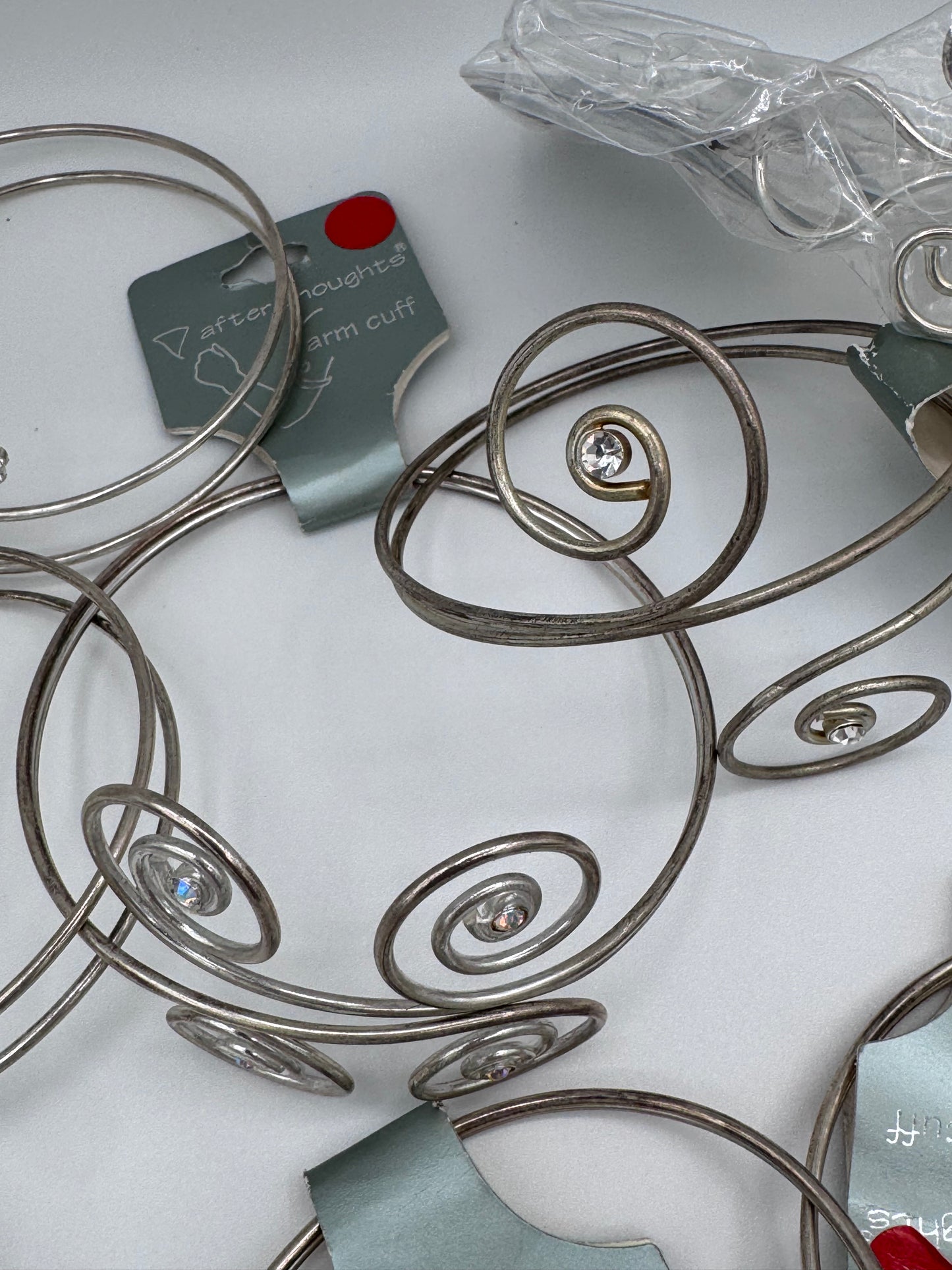 Set of 21 Silver Cuff Costume Jewelry Bracelet Arm Band Vintage After Thoughts