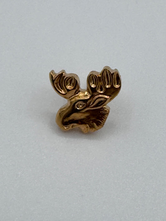Elk Moose Head Lodge Vintage Gold Lapel Pin