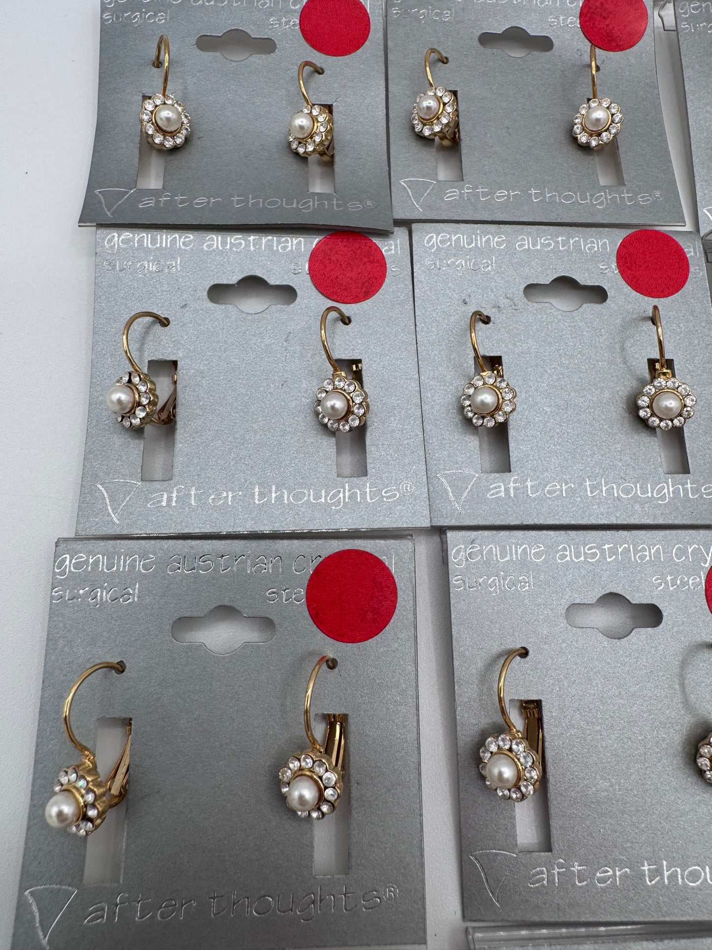 Set of 13 Pairs of Genuine Austrian Crystal Gold Flower Earrings Costume Jewelry Vintage After Thoughts