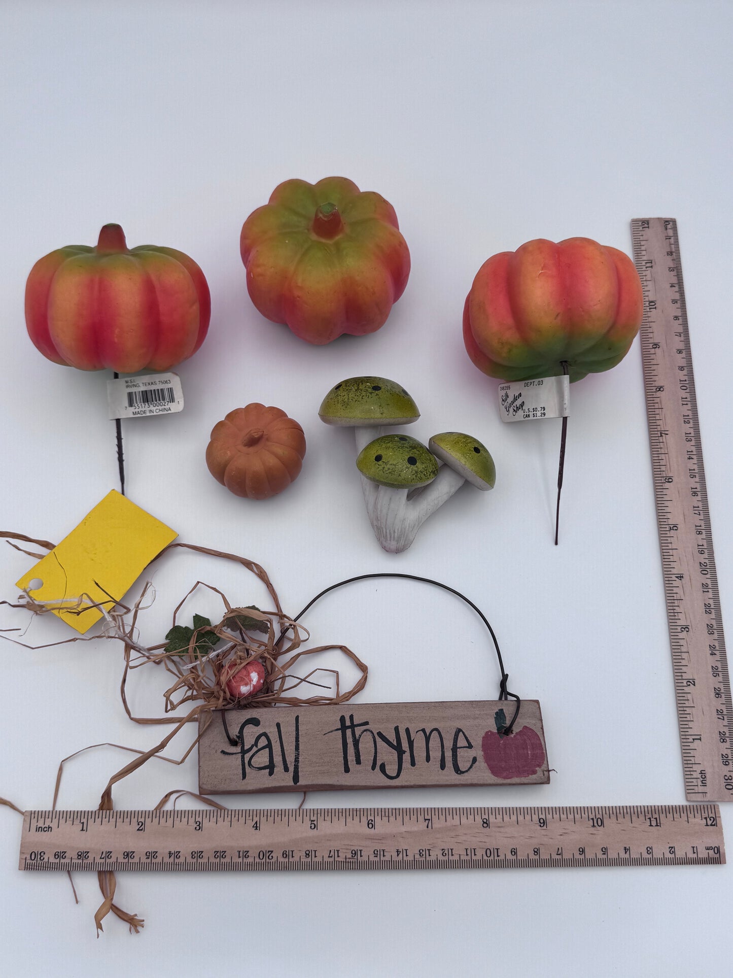Fall Decor 6 Piece Set Pumpkins Fall Thyme Sign