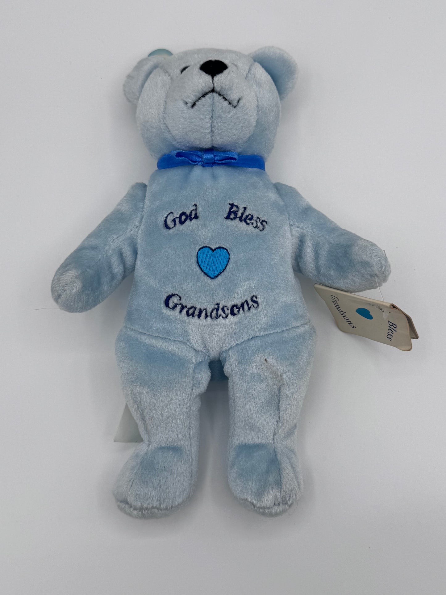 The God Bless Grandsons Holy Baby Blue Bean Bear