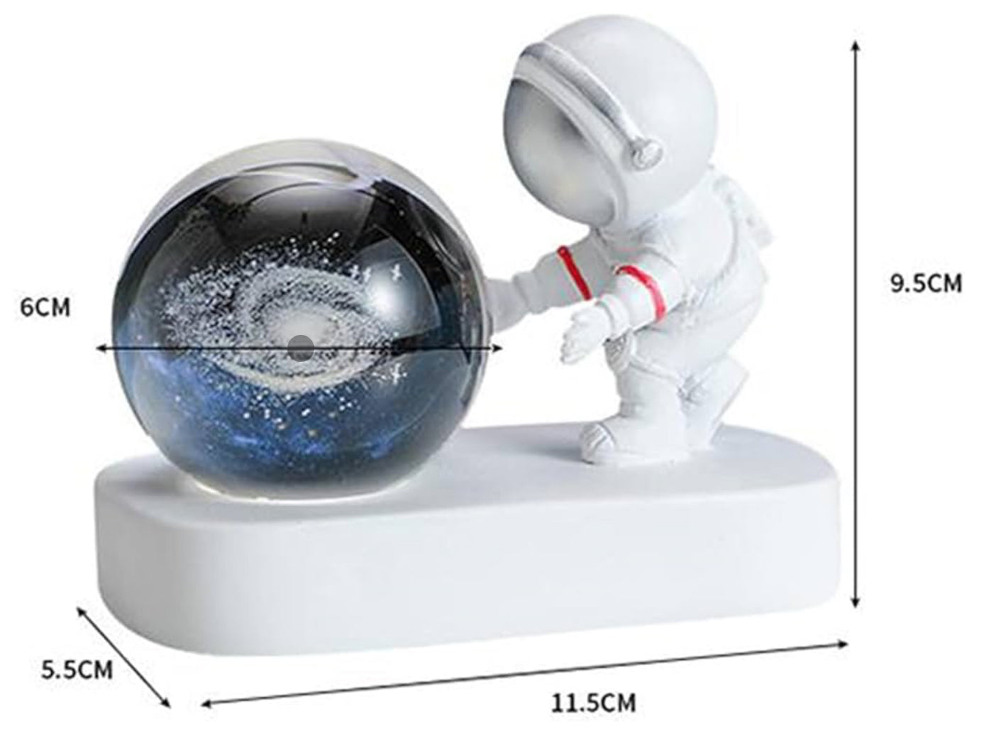 3D Astronaut Crystal Ball Night Light, 3D Crystal Ball Night Lamp, 3D Galaxy Crystal Ball with Colorful LED Light Base, Color Changing Light
