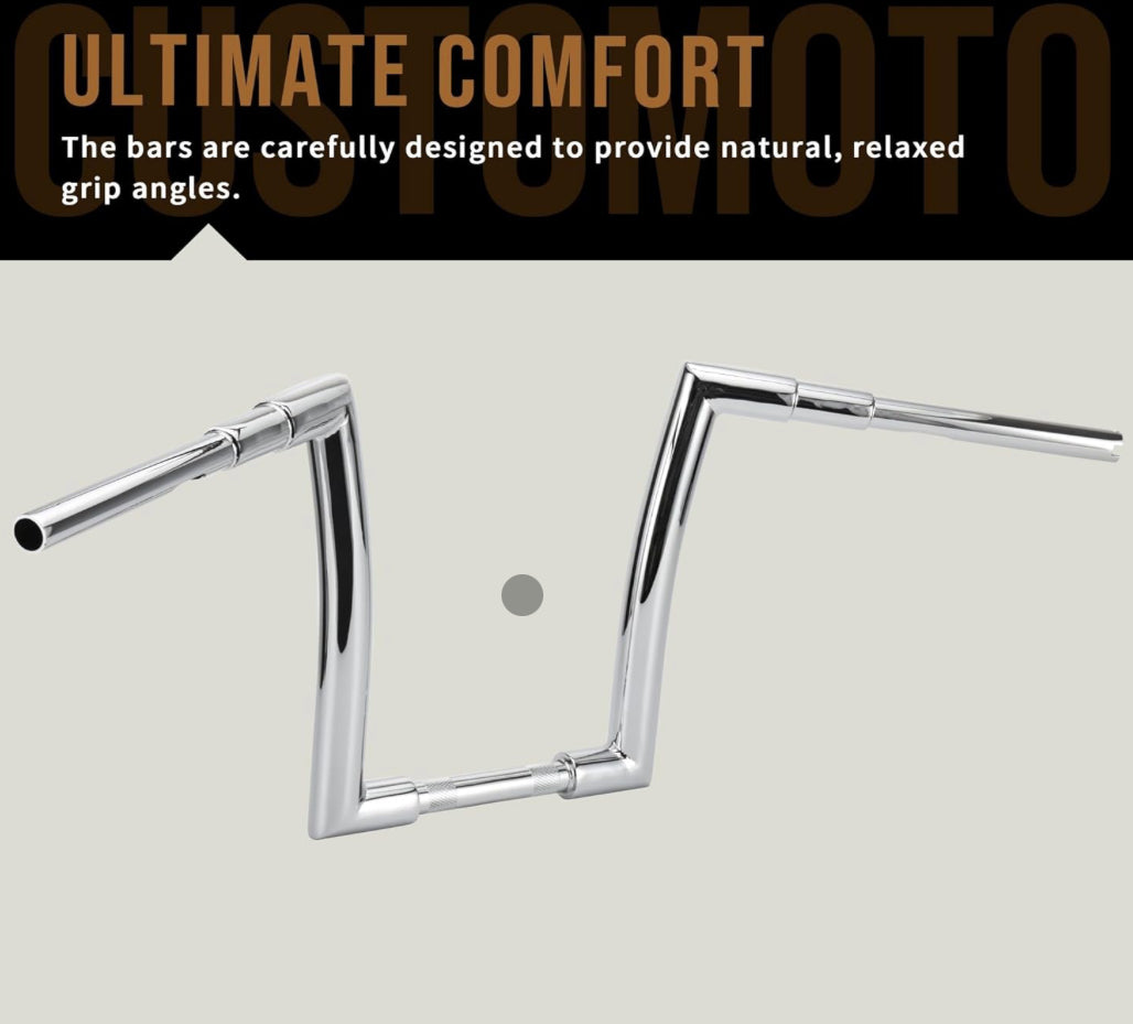 12" Rise 1.5" Chrome Fat Ape Hanger Handlebar For Harly Dyna, Softail, Road King, Road Glide