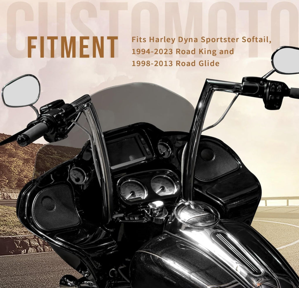 12" Rise 1.5" Chrome Fat Ape Hanger Handlebar For Harly Dyna, Softail, Road King, Road Glide