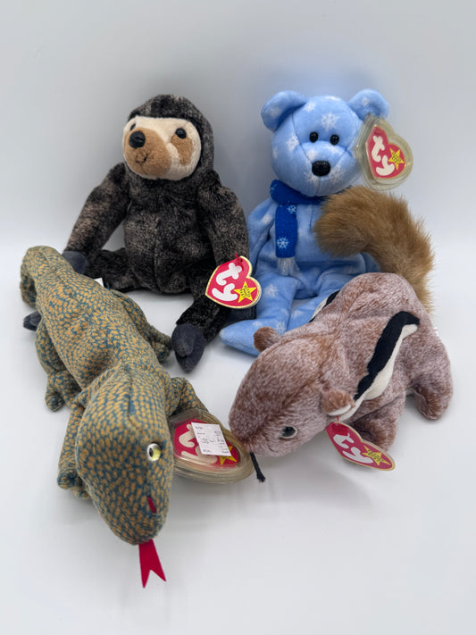 Beanie Babies TY-Hang Tag 5th Gen & Tush Tag 8th Gen Set of 4 Babies