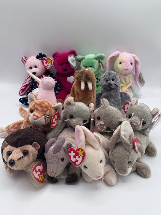Beanie Babies TY-Hang Tag 5th Gen & Tush Tag 7th Gen Set of 15 babies