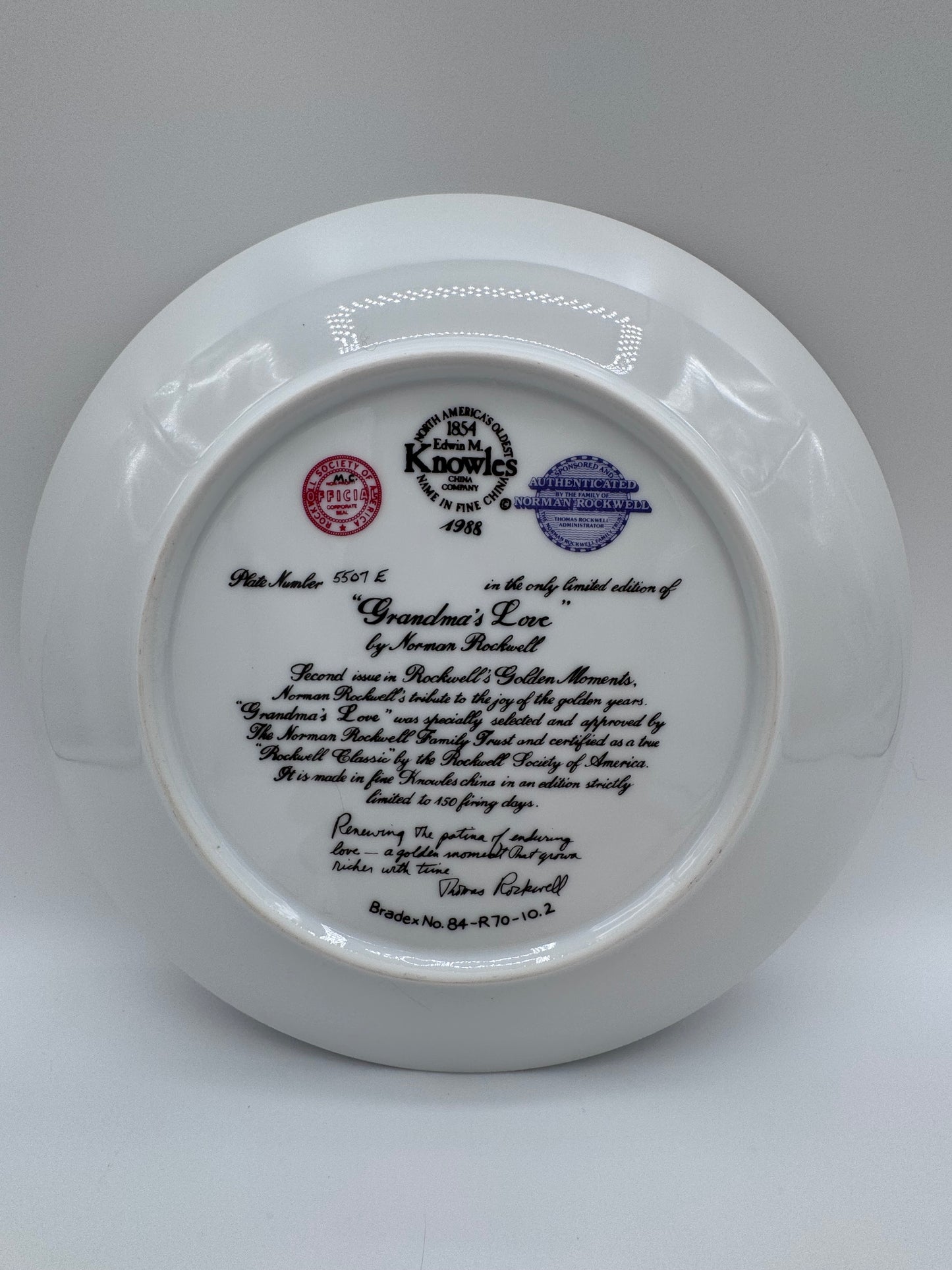 Grandma’s Love 1988 Norman Rockwell Collector Plate