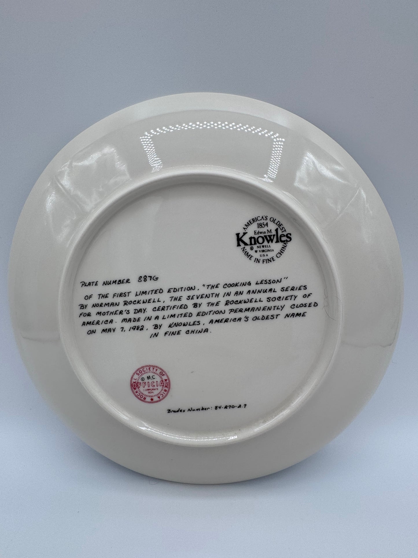The Cooking Lesson 1982 Normal Rockwell Collector Plate