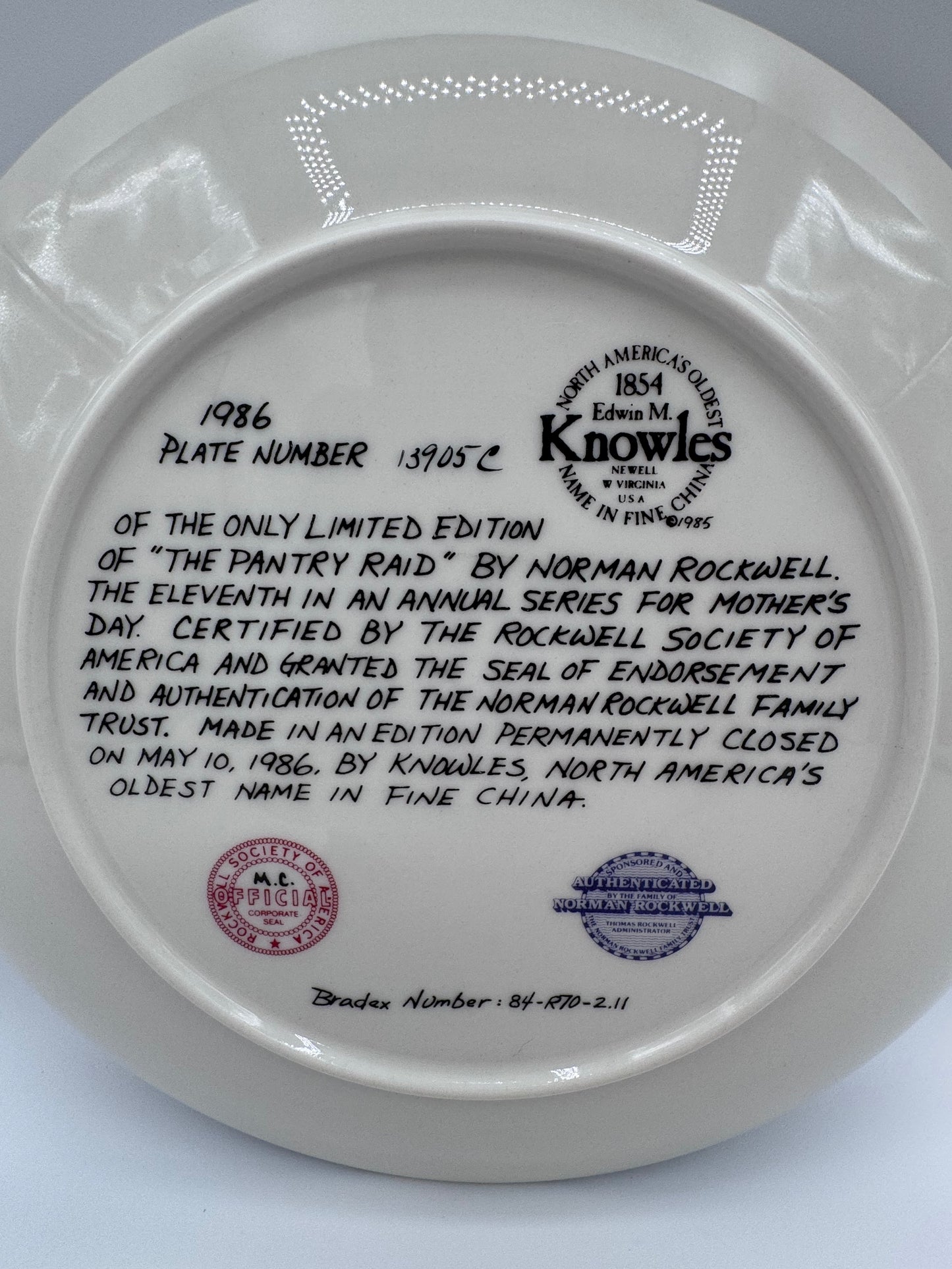 The Pantry Raid 1986 Norman Rockwell Collector Plate