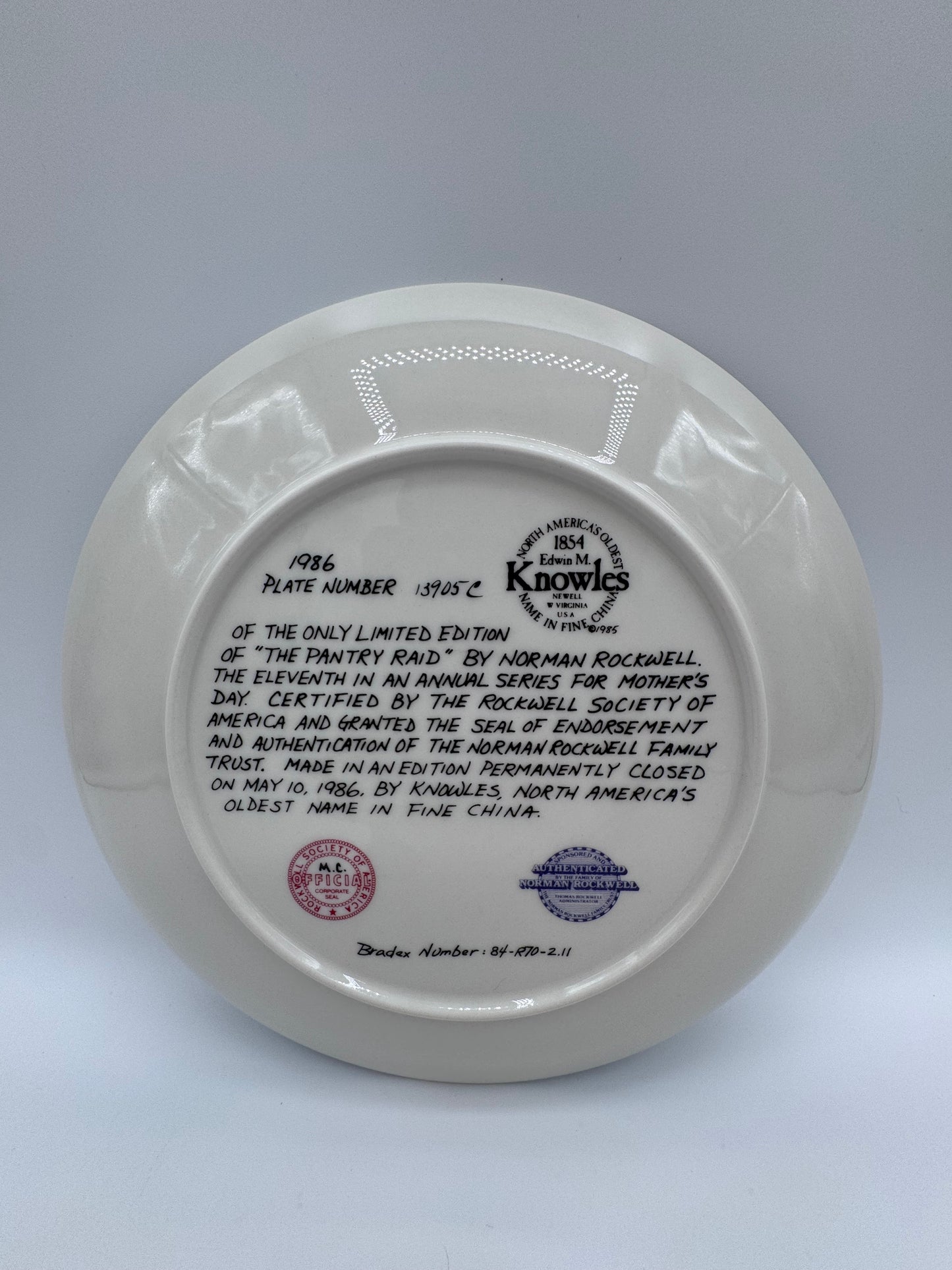 The Pantry Raid 1986 Norman Rockwell Collector Plate